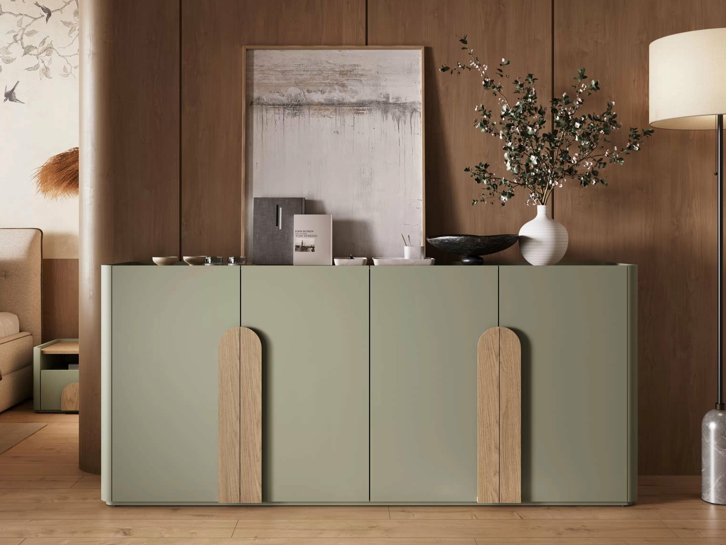 Skapis Camavio 102 (Putekļaini zaļa + Ozols)