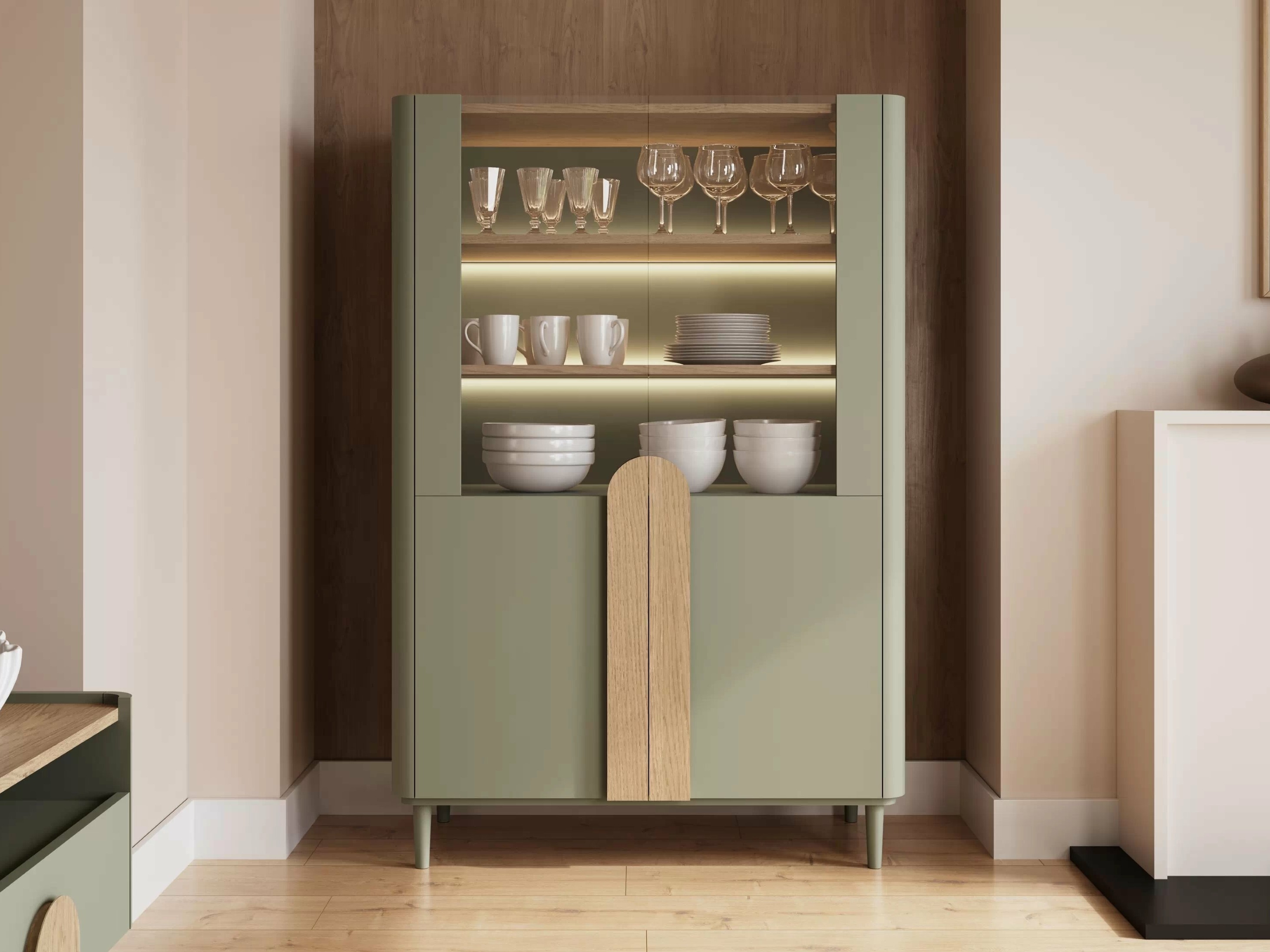 Стеллаж Camavio 101 (Пыльно-зеленый + Дуб)