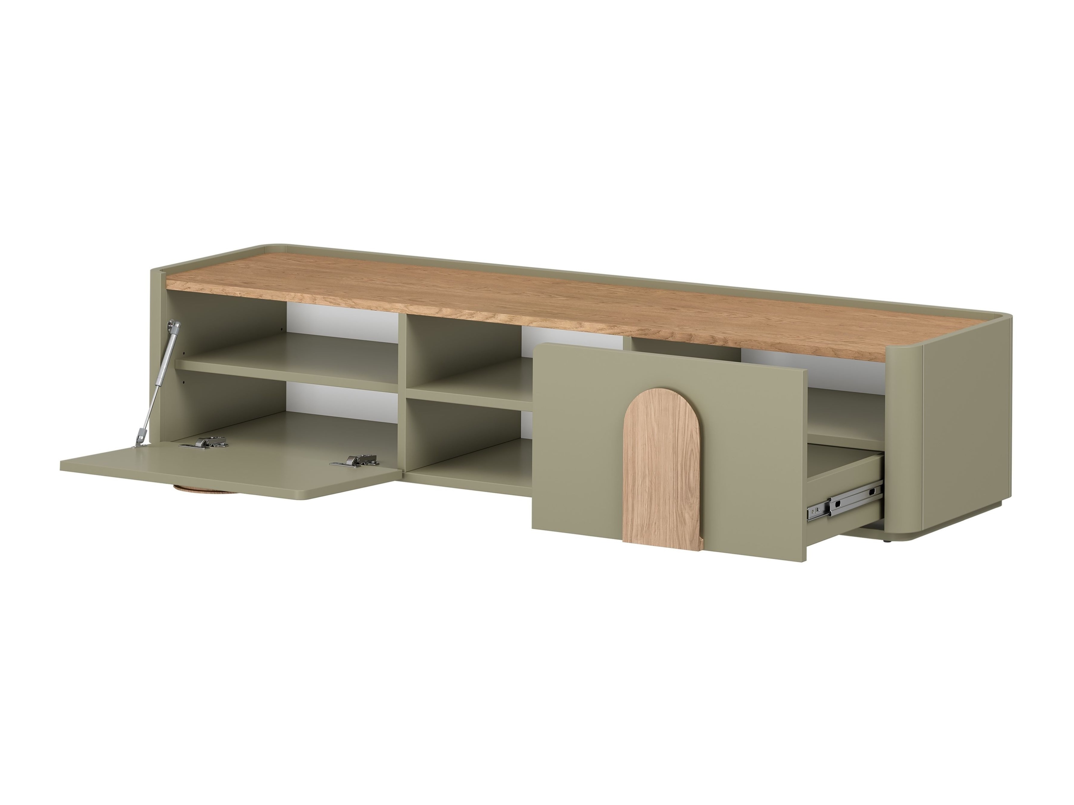 TV galds Camavio 103 (Putekļaini zaļa + Ozols)