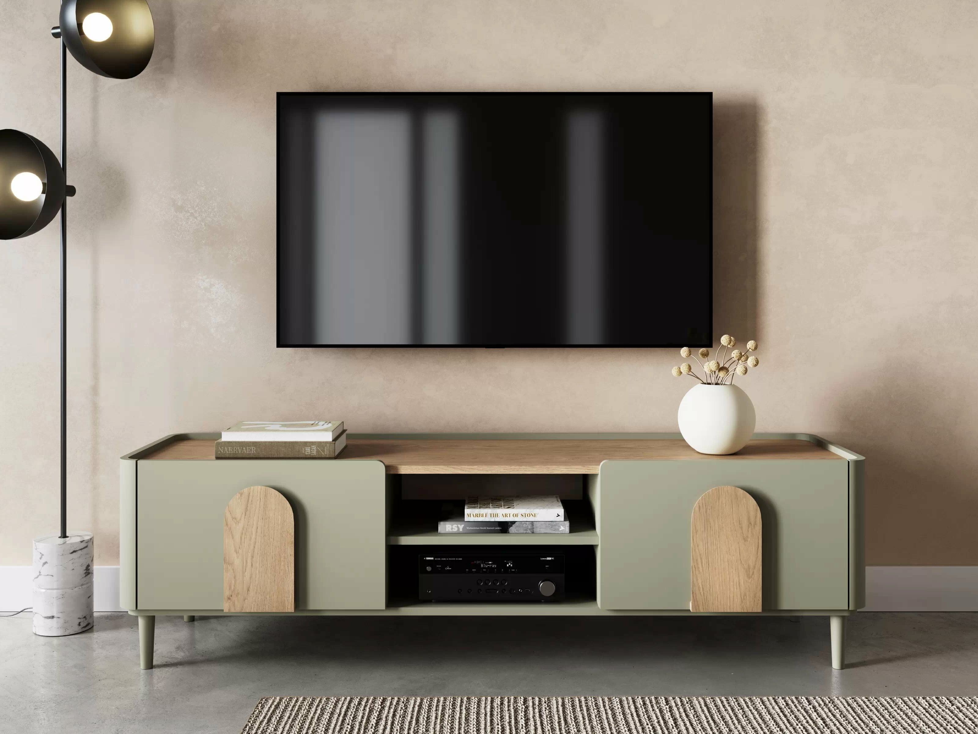 TV galds Camavio 103 (Putekļaini zaļa + Ozols)