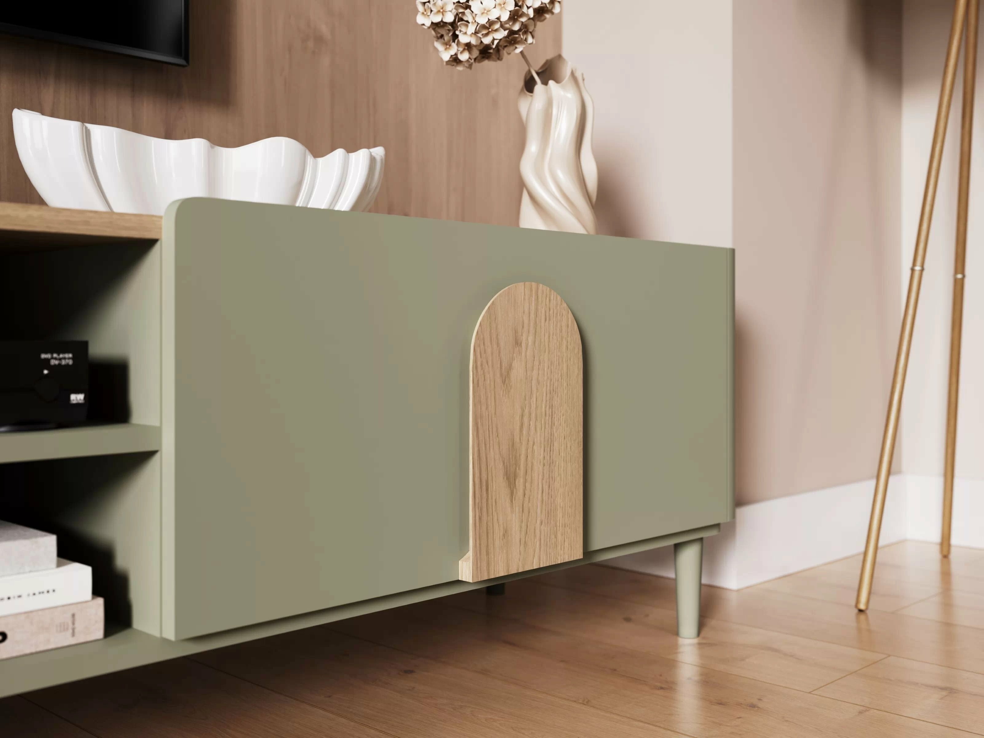 TV galds Camavio 103 (Putekļaini zaļa + Ozols)