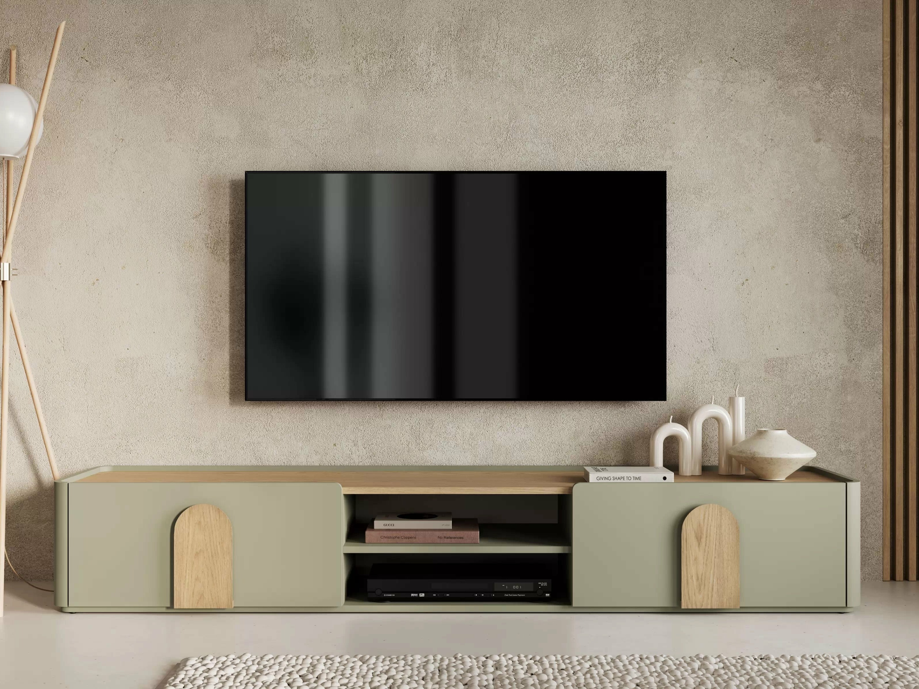 TV galds Camavio 106 (Putekļaini zaļa + Ozols)