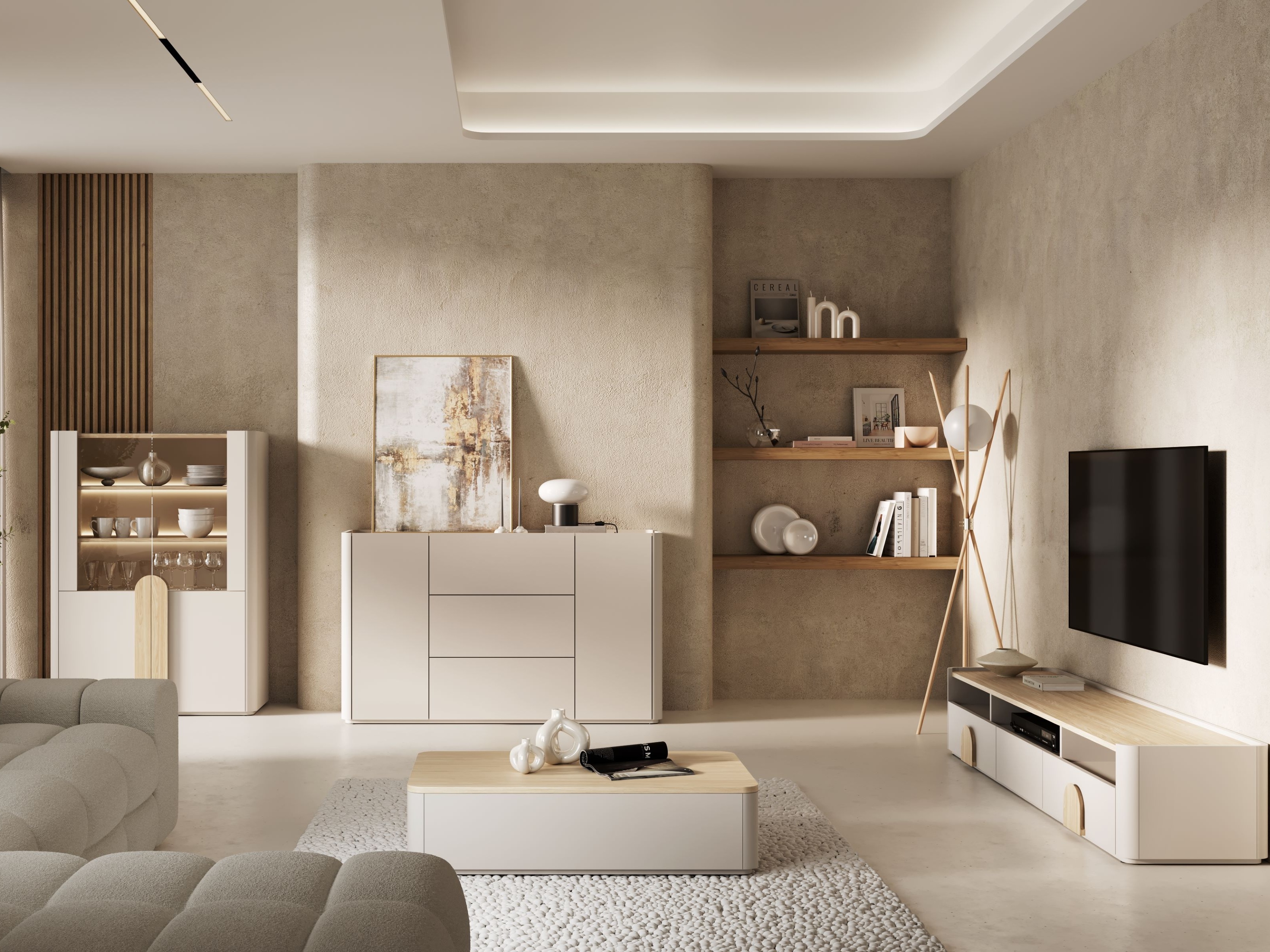 ТВ тумба Camavio 104 (Кашемир + Светлый дуб)