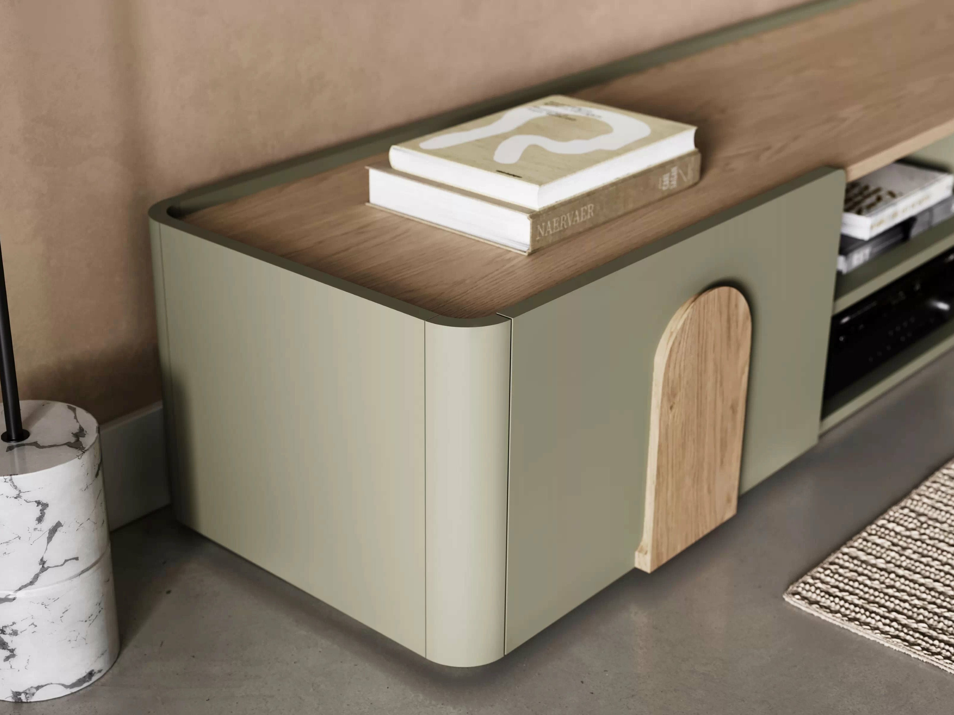 ТВ тумба Camavio 106 (Пыльно-зеленый + Дуб)