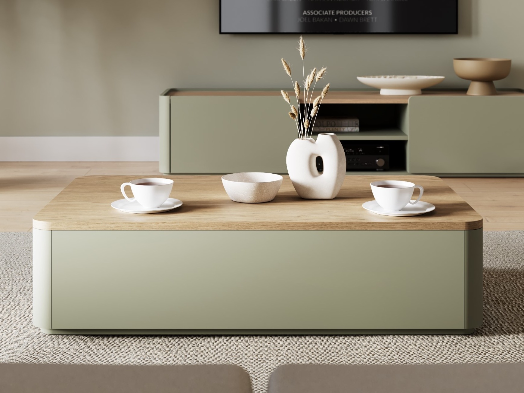 Журнальный столик Camavio 105 (Пыльно-зеленый + Дуб)