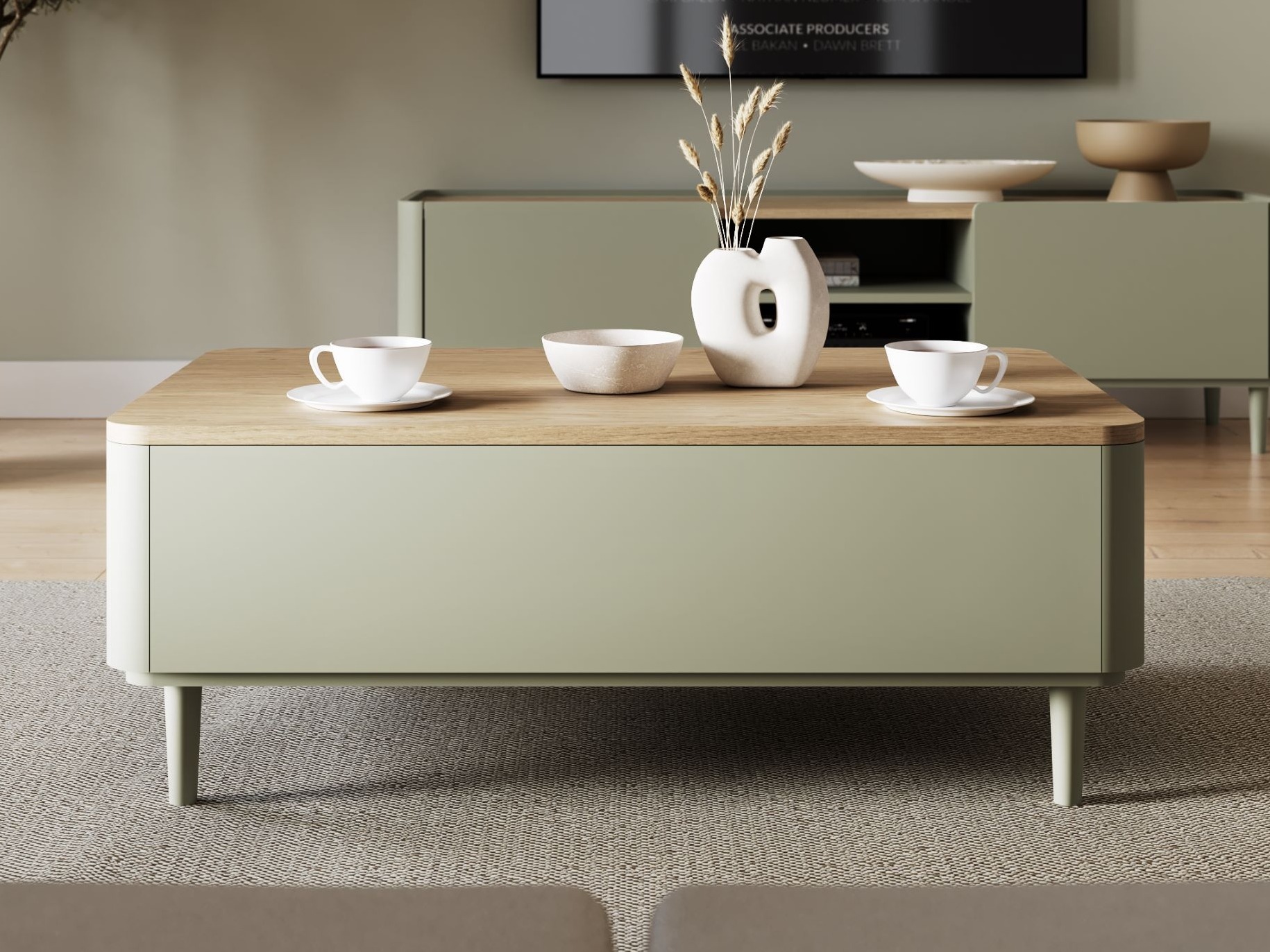 Журнальный столик Camavio 105 (Пыльно-зеленый + Дуб)