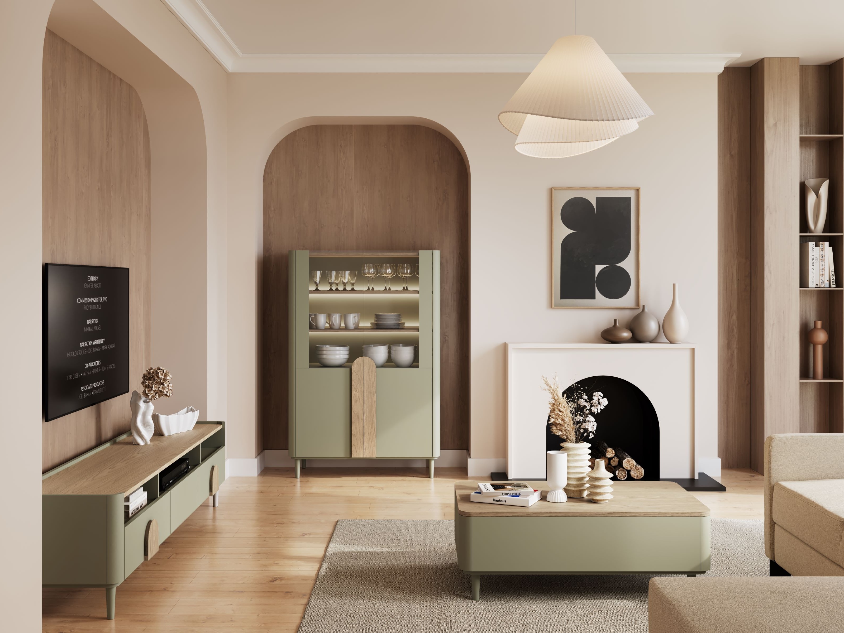 Žurnālu galdiņš Camavio 105 (Putekļaini zaļa + Ozols)