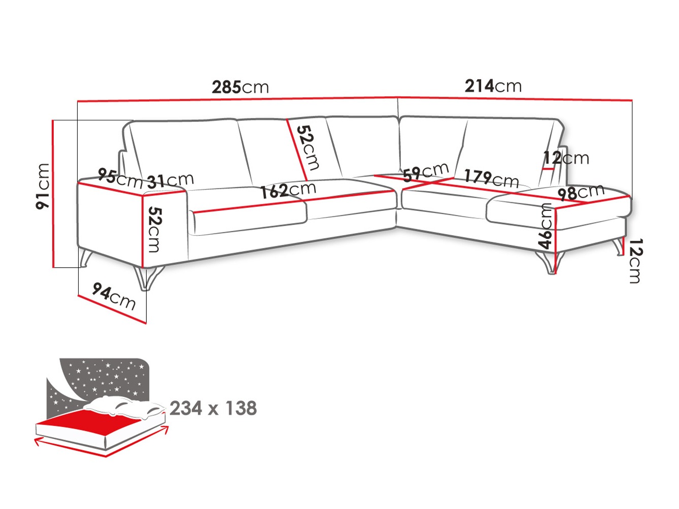 Stūra dīvāns ComfiDream 112 (Verita 03)