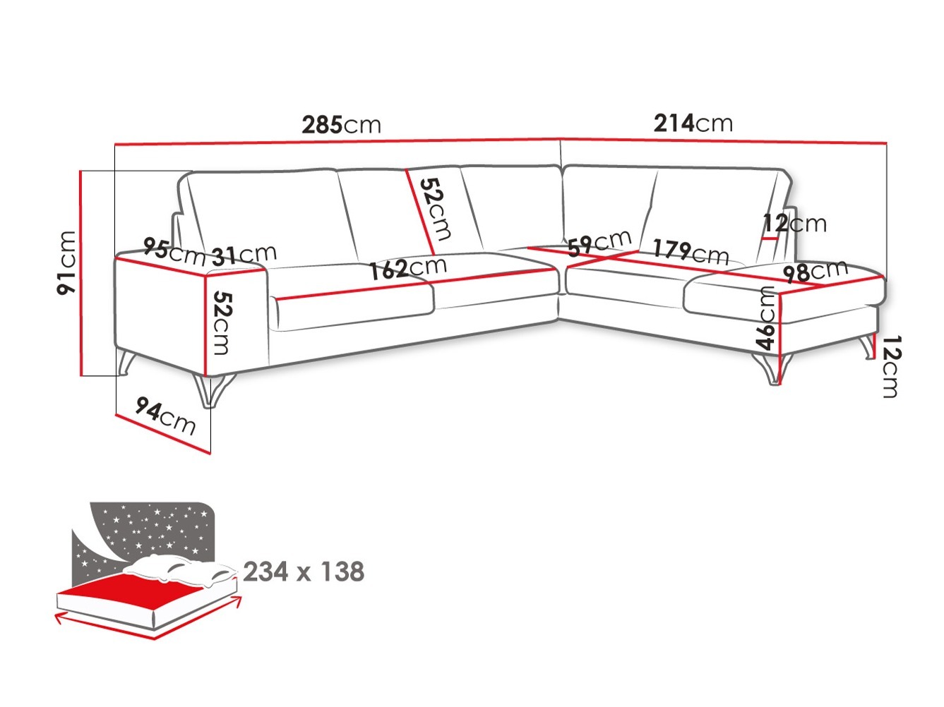 Stūra dīvāns ComfiDream 112 (Verita 11)