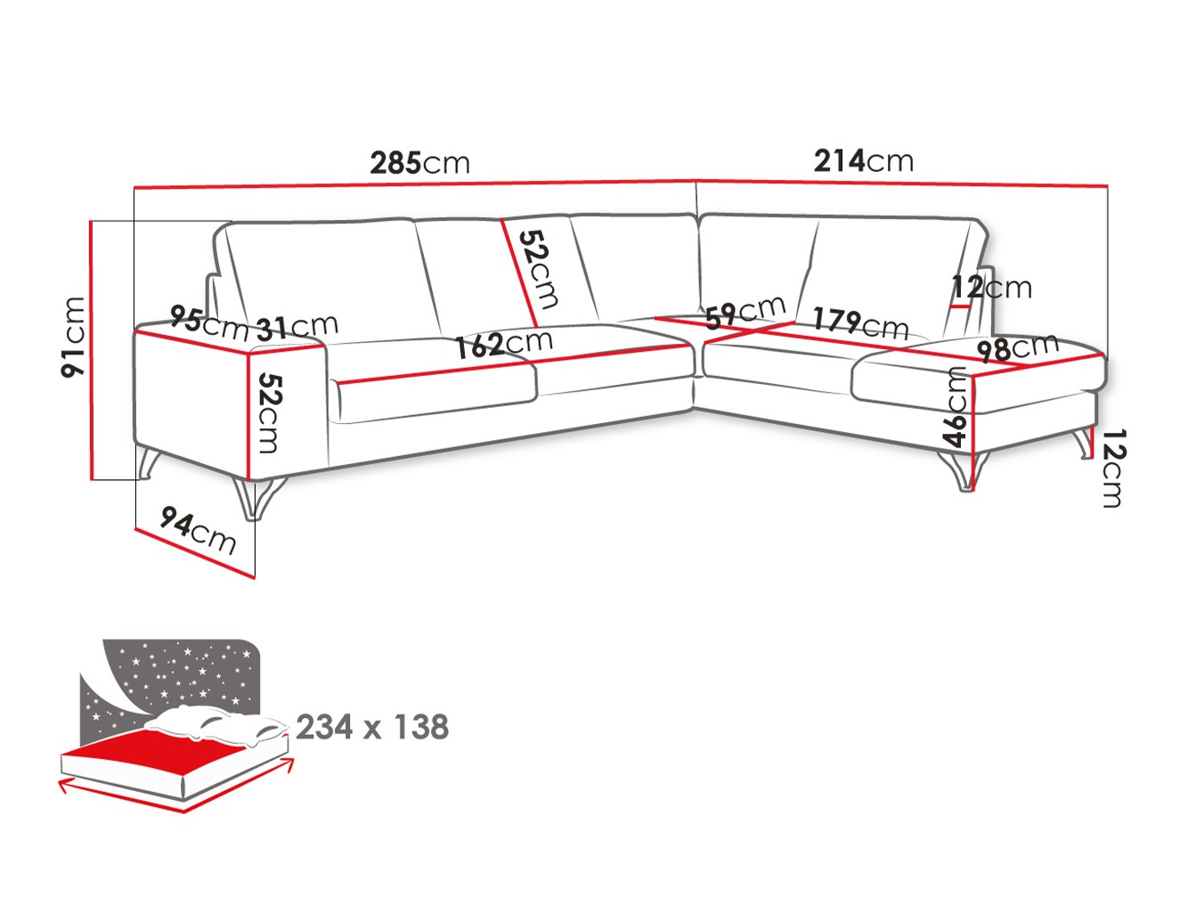 Stūra dīvāns ComfiDream 112 (Verita 53)