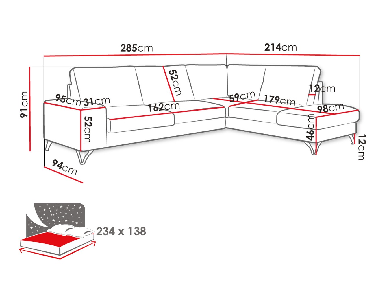 Stūra dīvāns ComfiDream 112 (Verita 88)