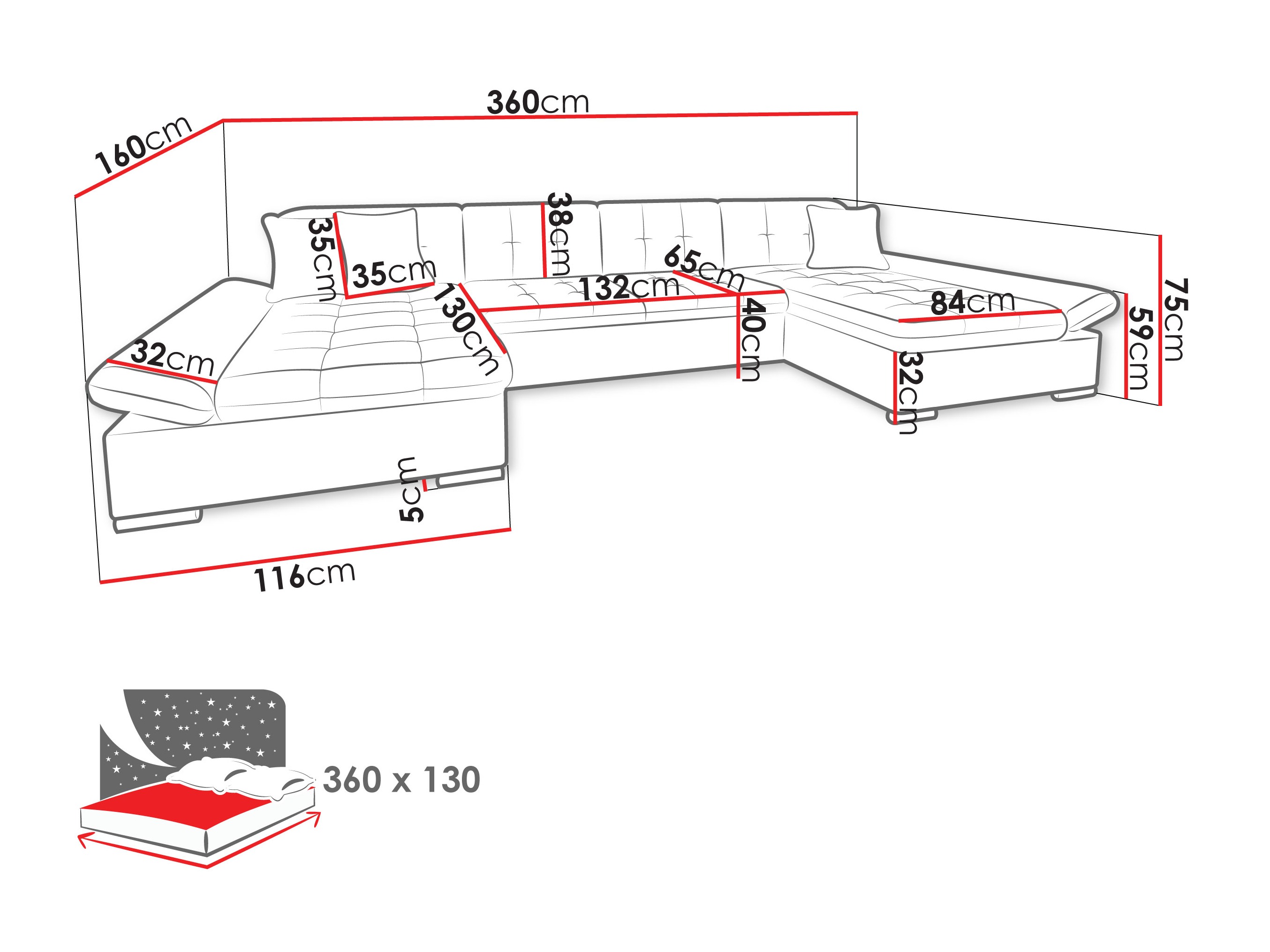 Угловой диван Comfivo 240 (Maya 09 + Mokka 71)