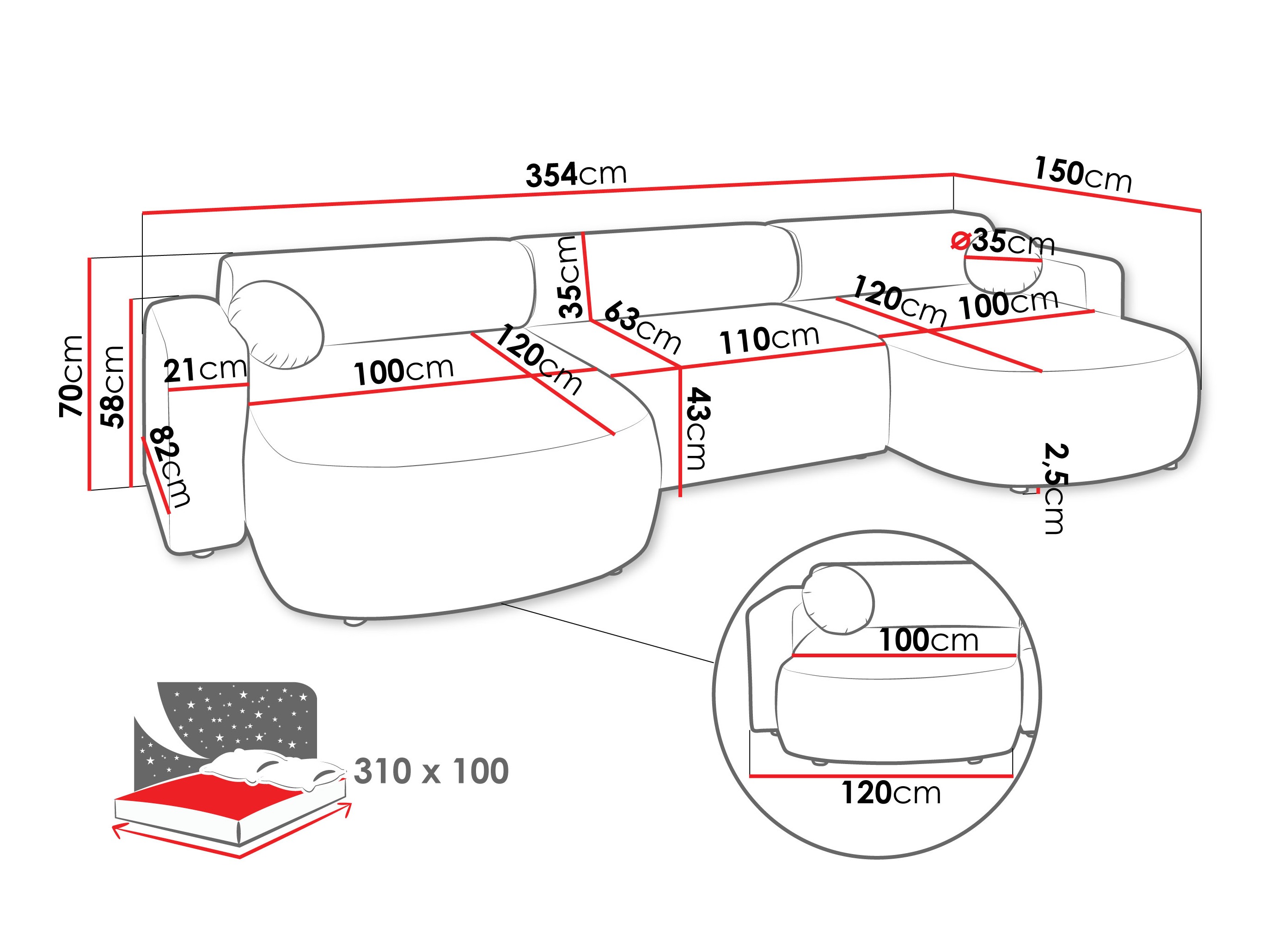 Stūra dīvāns Comfivo 480 (Velo 623)