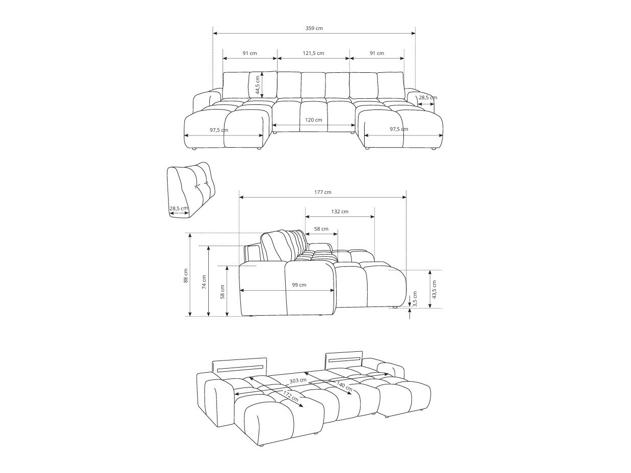 Stūra dīvāns Kingston 198 (Curio 80)
