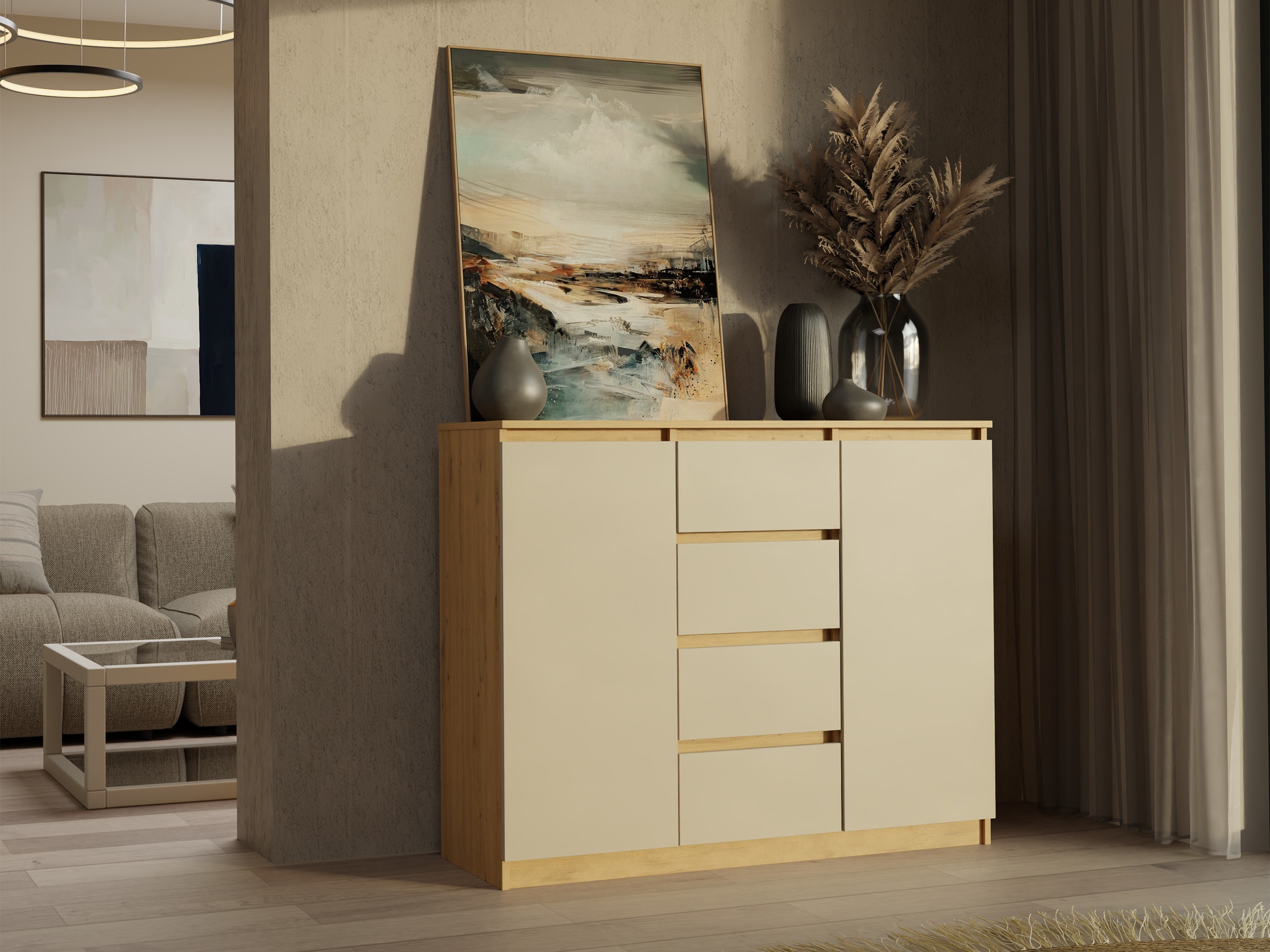 Kомод Elbvelu 113 (Artisan дуб + Кашемир)