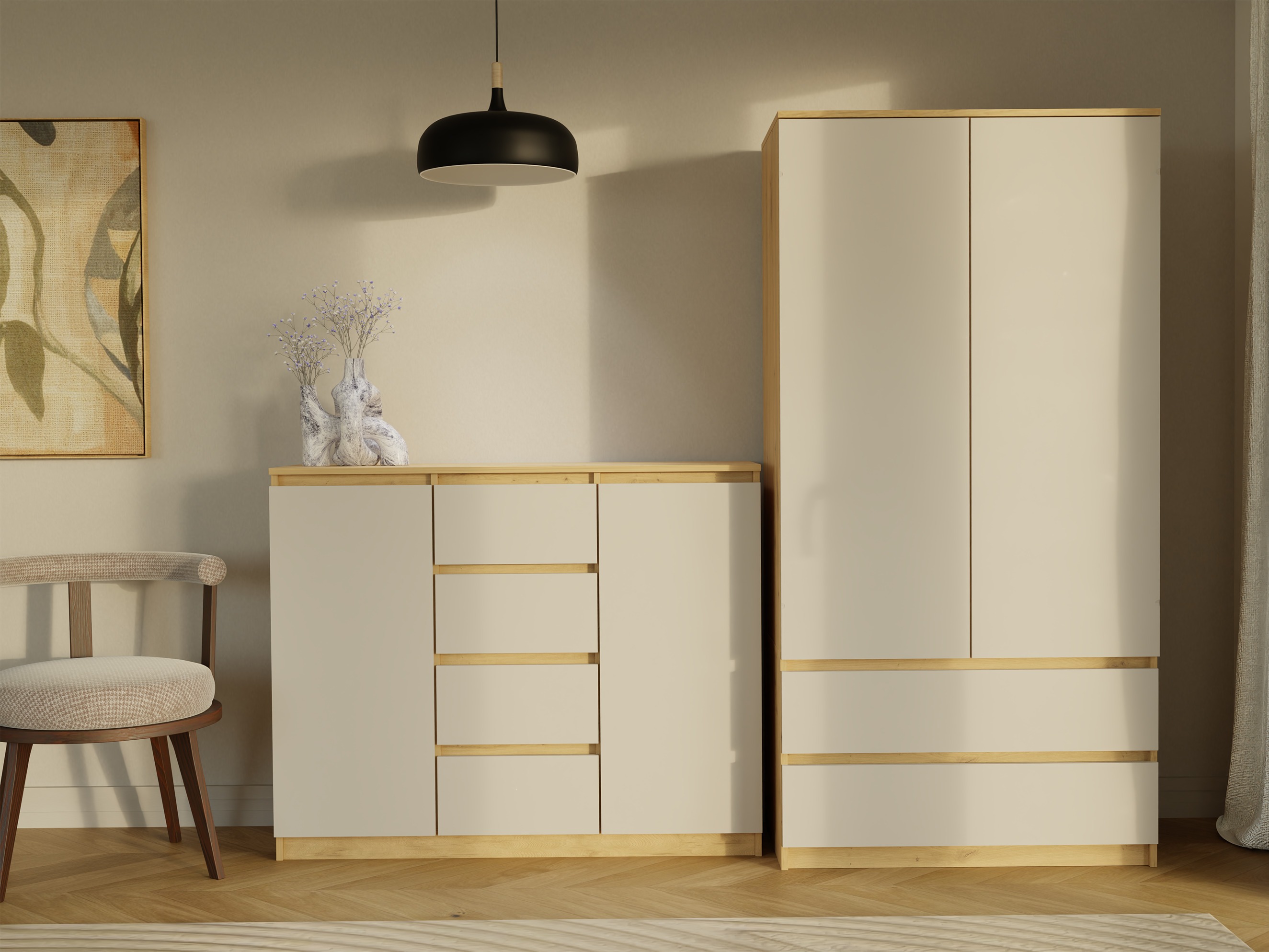 Kомод Elbvelu 113 (Artisan дуб + Кашемир)