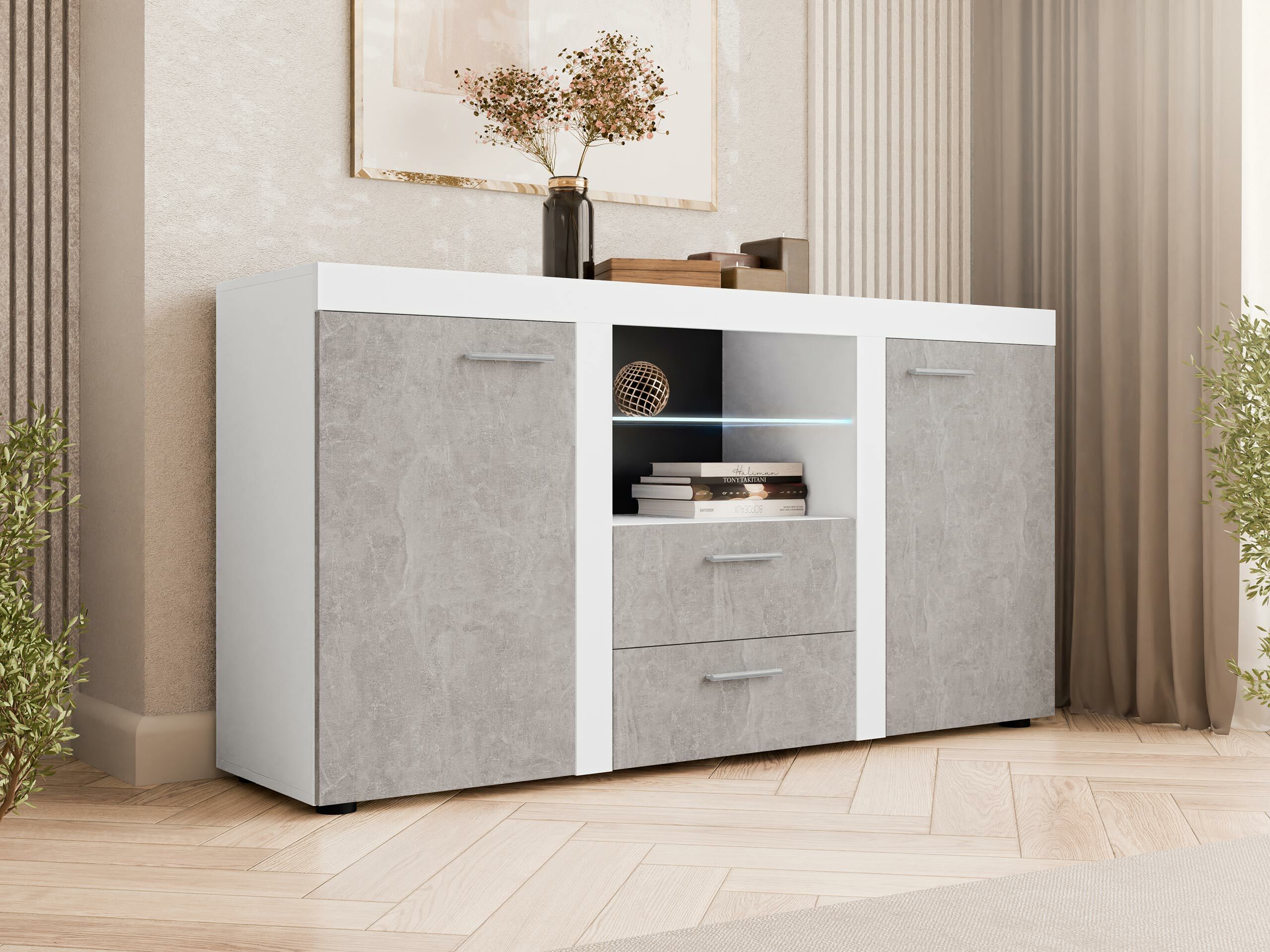 Kомод Tucson 104 (Белый + Бетон)