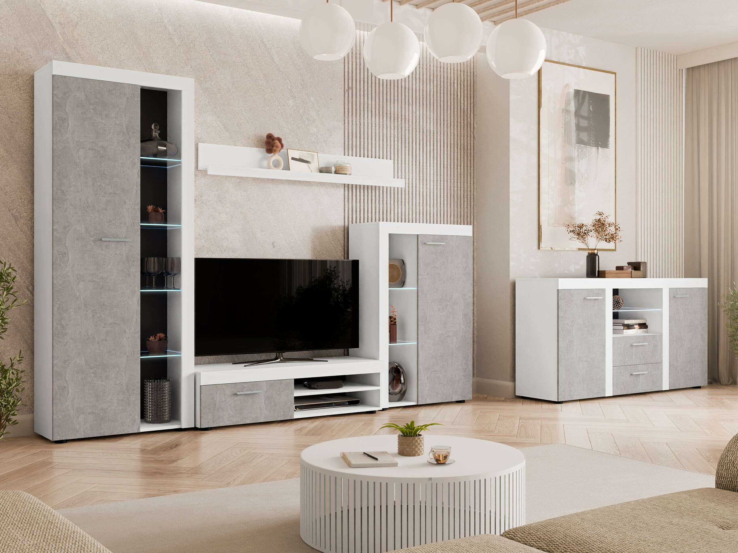 Kомод Tucson 104 (Белый + Бетон)