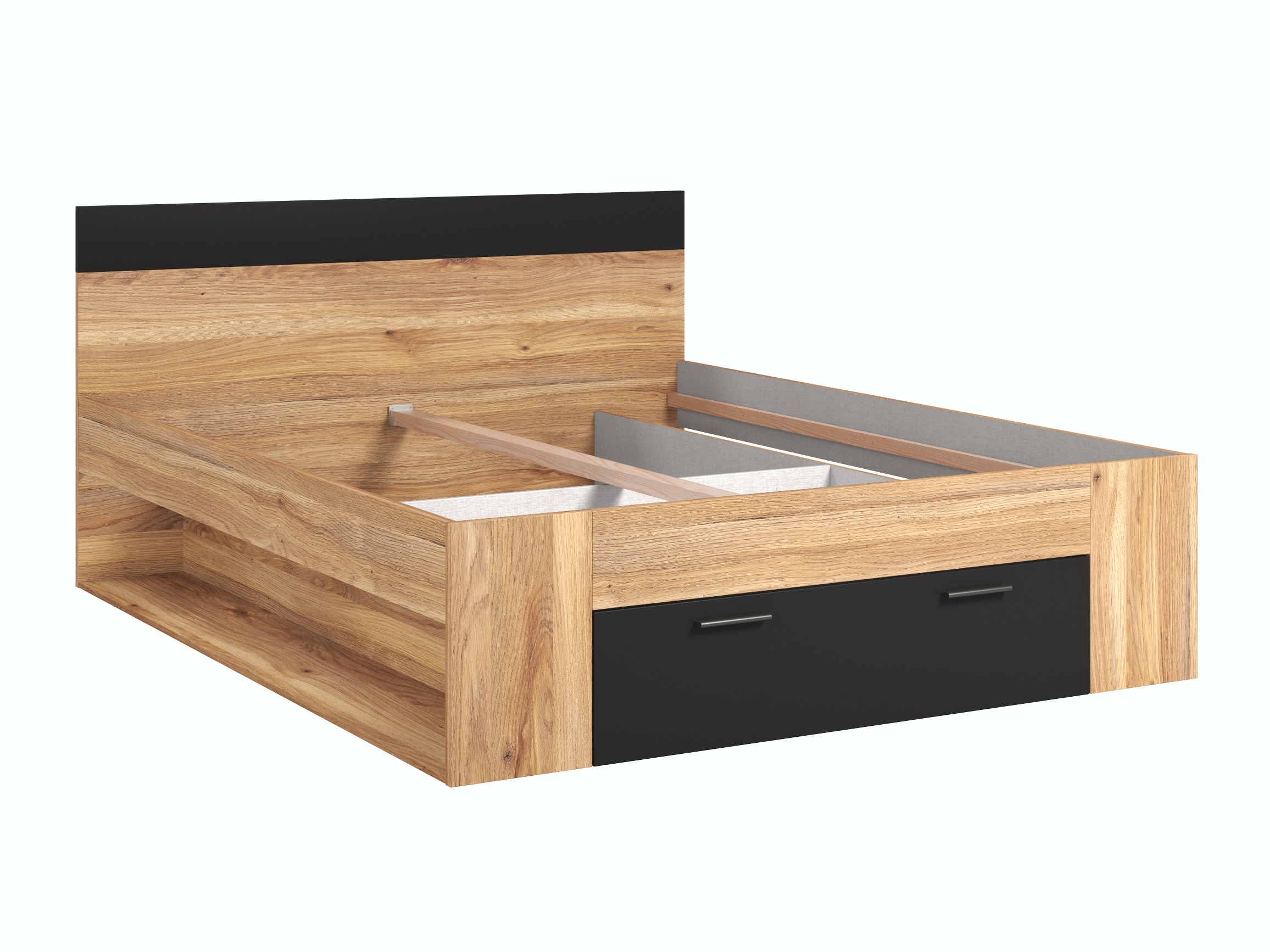 Кровать Melvele 108 (Дуб + Чёрный)