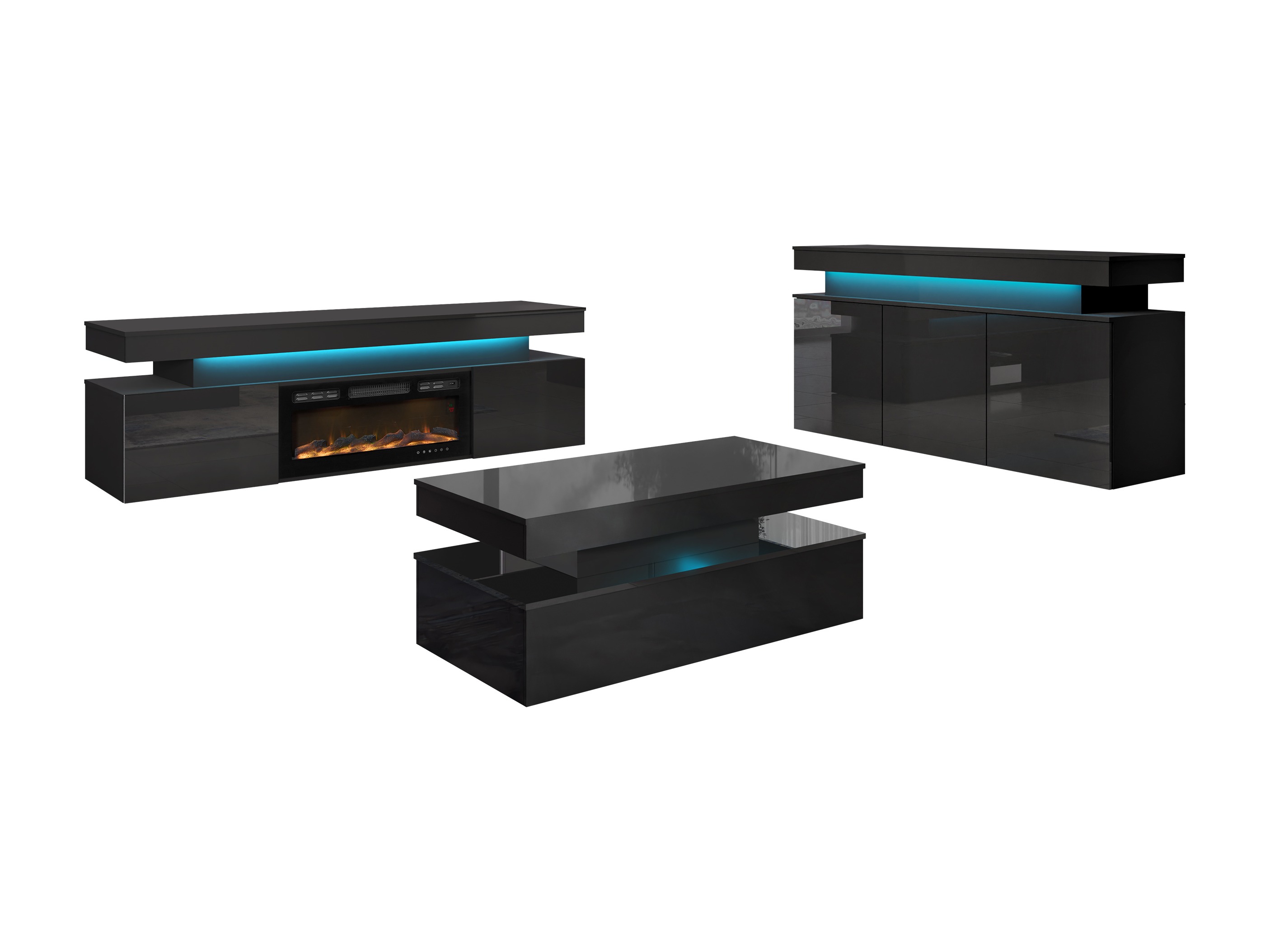 Набор для гостиной Monfero 106 (Чёрный + Глянцевый черный)