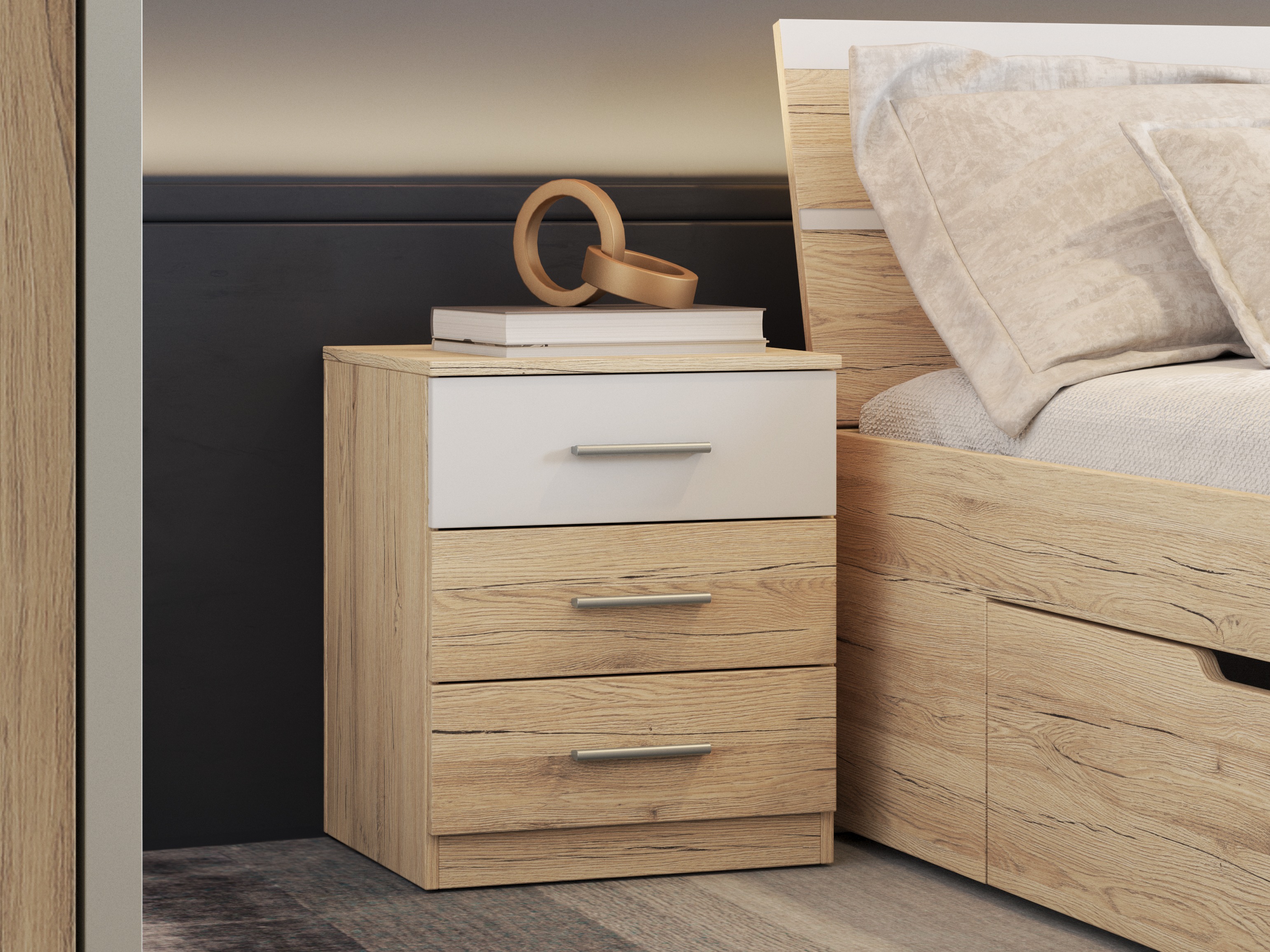 Naktsgaldiņš Melvele 100 (Sanremo ozols + Balts)