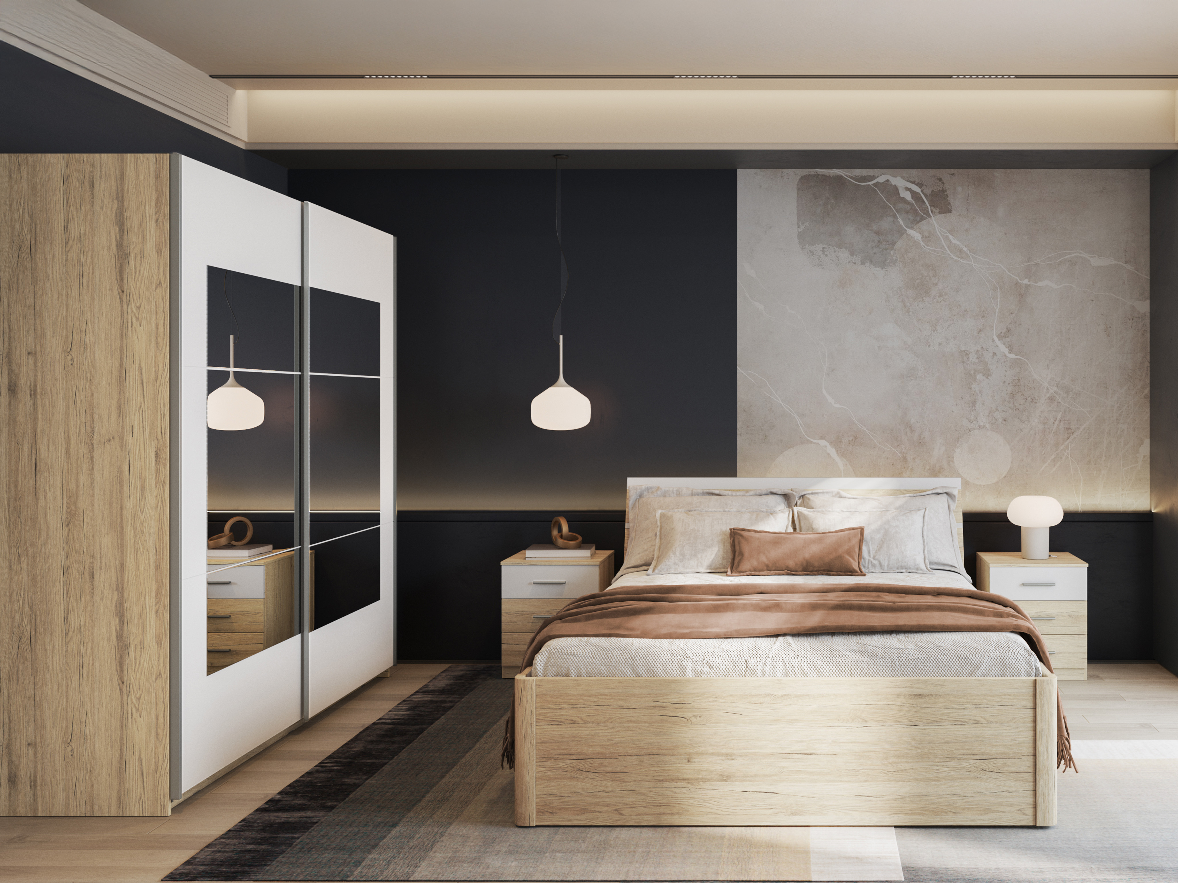 Прикроватная тумбочка Melvele 100 (Сан Ремо дуб + Белый)