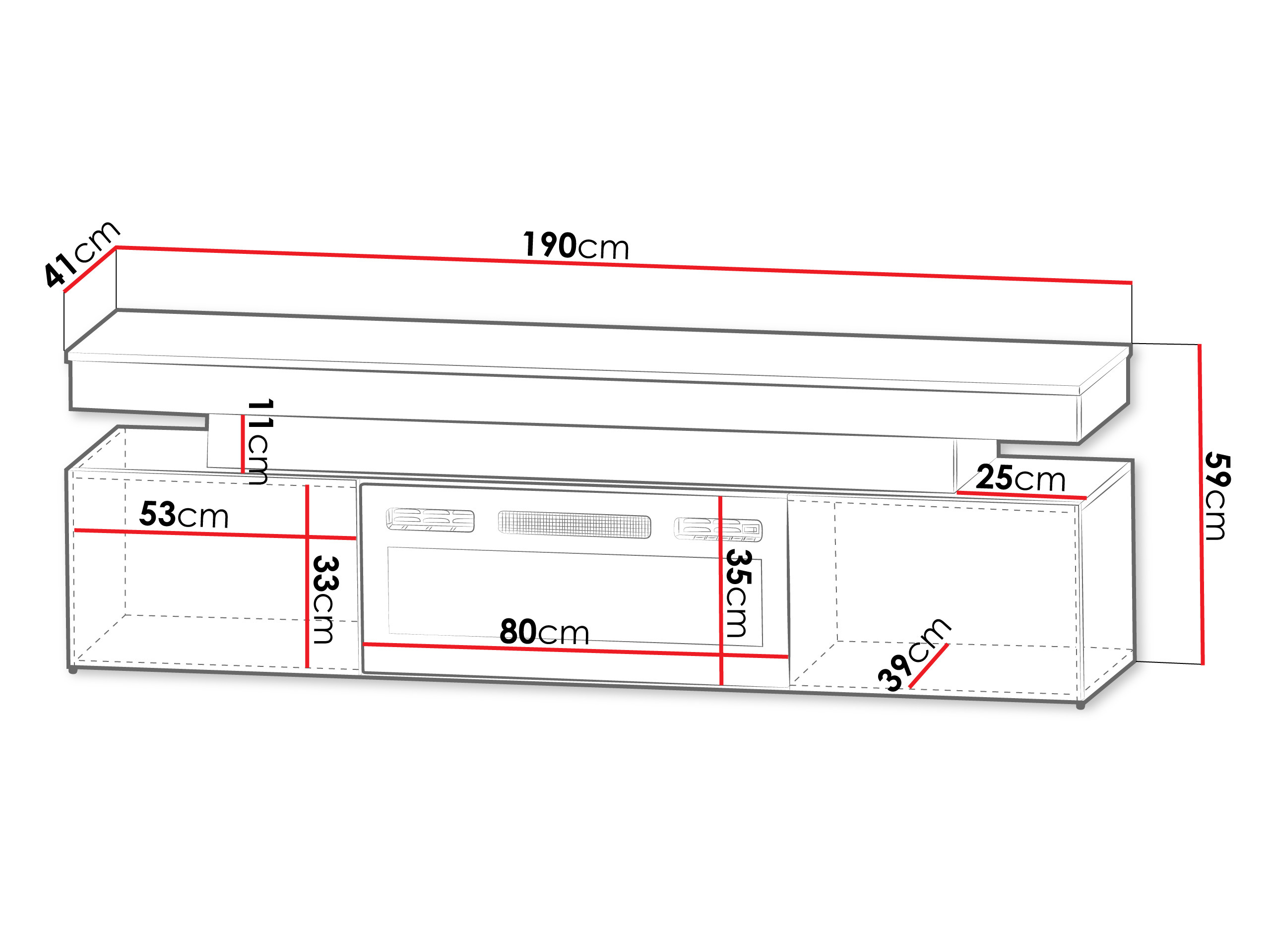 TV galds Monfero 104 (Melns + Glancēts melns)