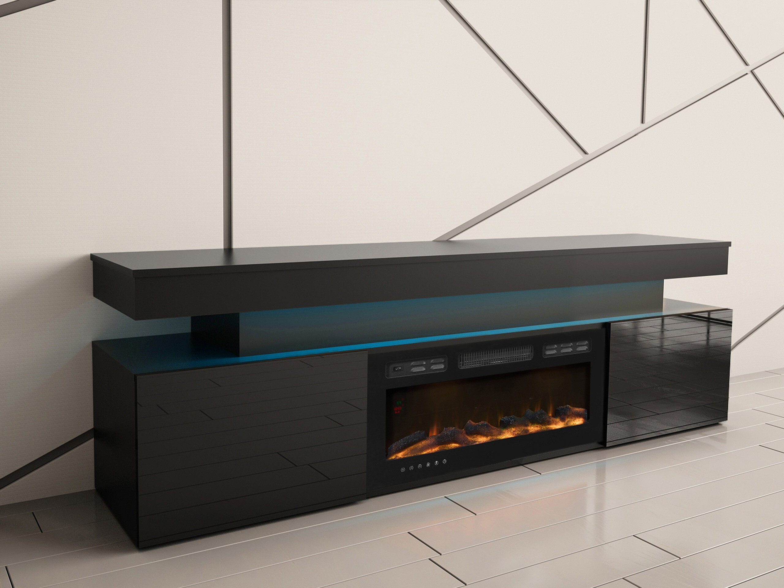 TV galds Monfero 104 (Melns + Glancēts melns)