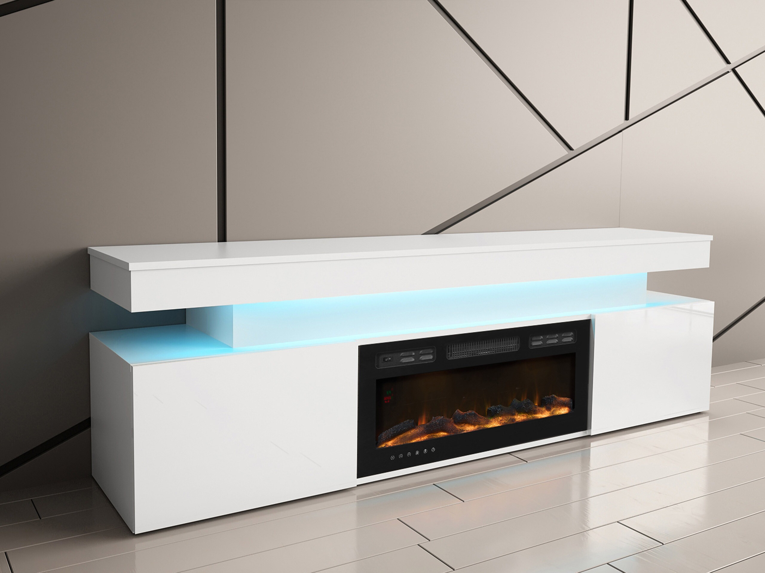 ТВ тумба Monfero 104 (Белый + Глянцевый белый)