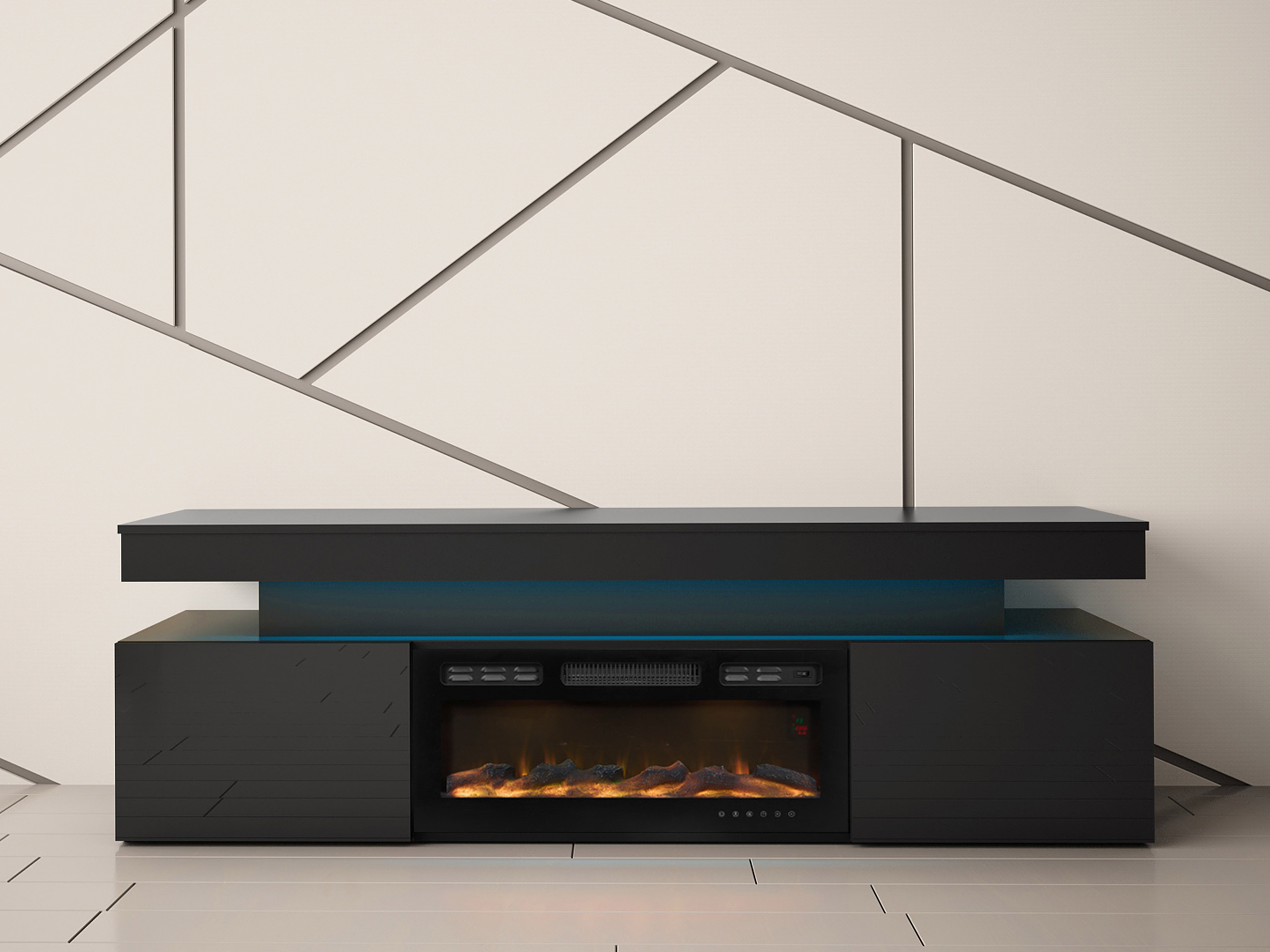 ТВ тумба Monfero 104 (Чёрный + Глянцевый черный)