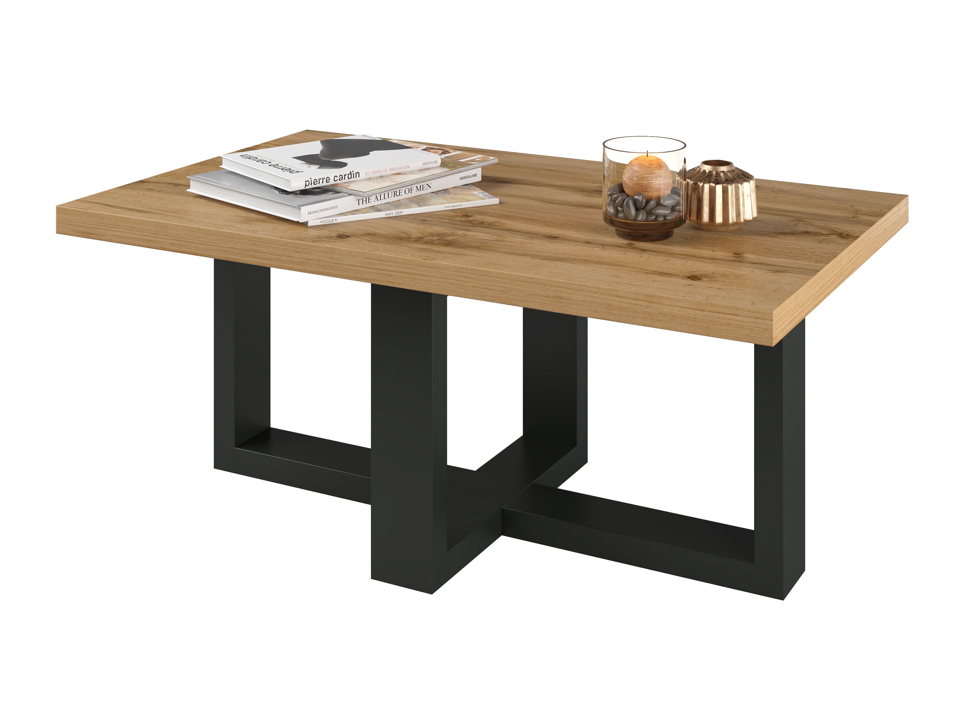 Žurnālu galdiņš Austin 317 (Melns + Votan ozols)