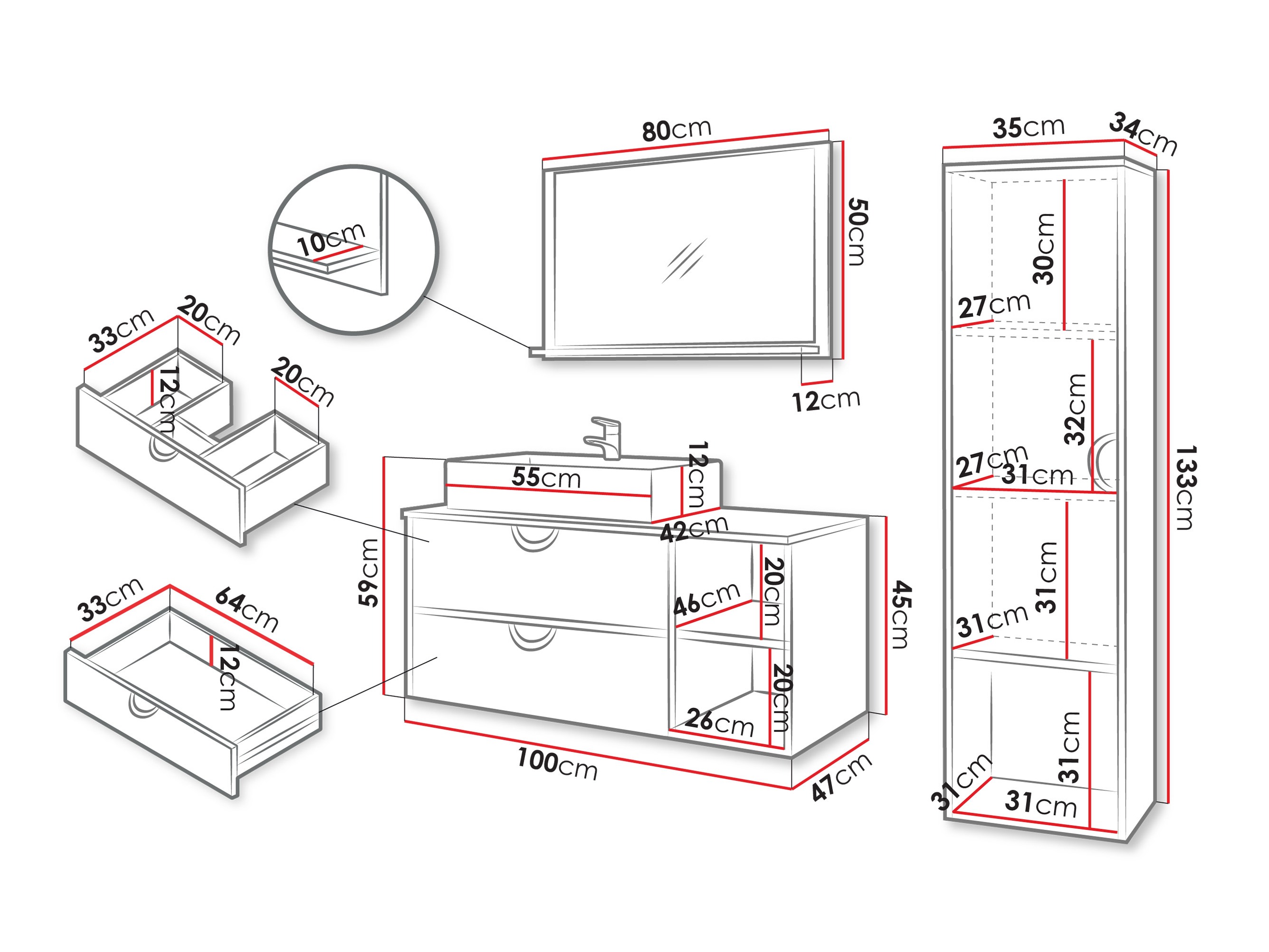 Набор для ванной комнаты Providence 196 (Дуб)