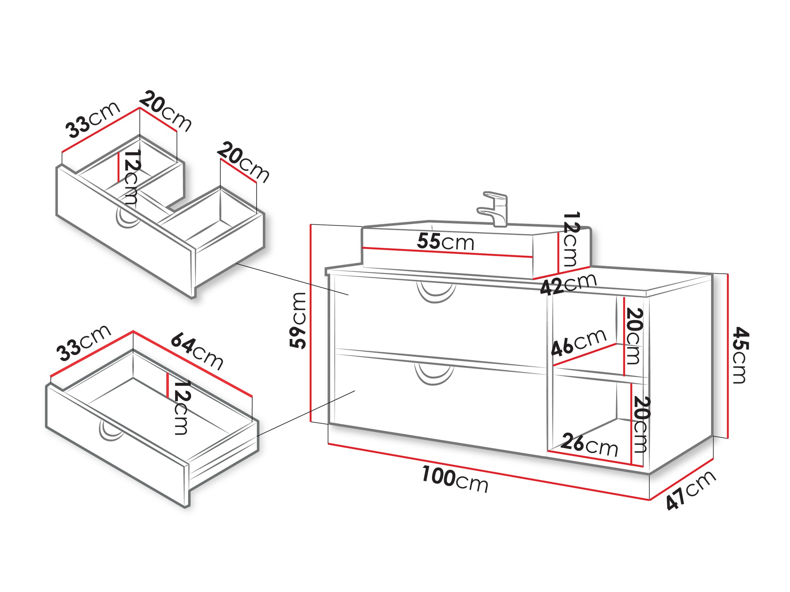 Piekarams vannas istabas skapītis izlietnei Providence 193 (Kašmirs)