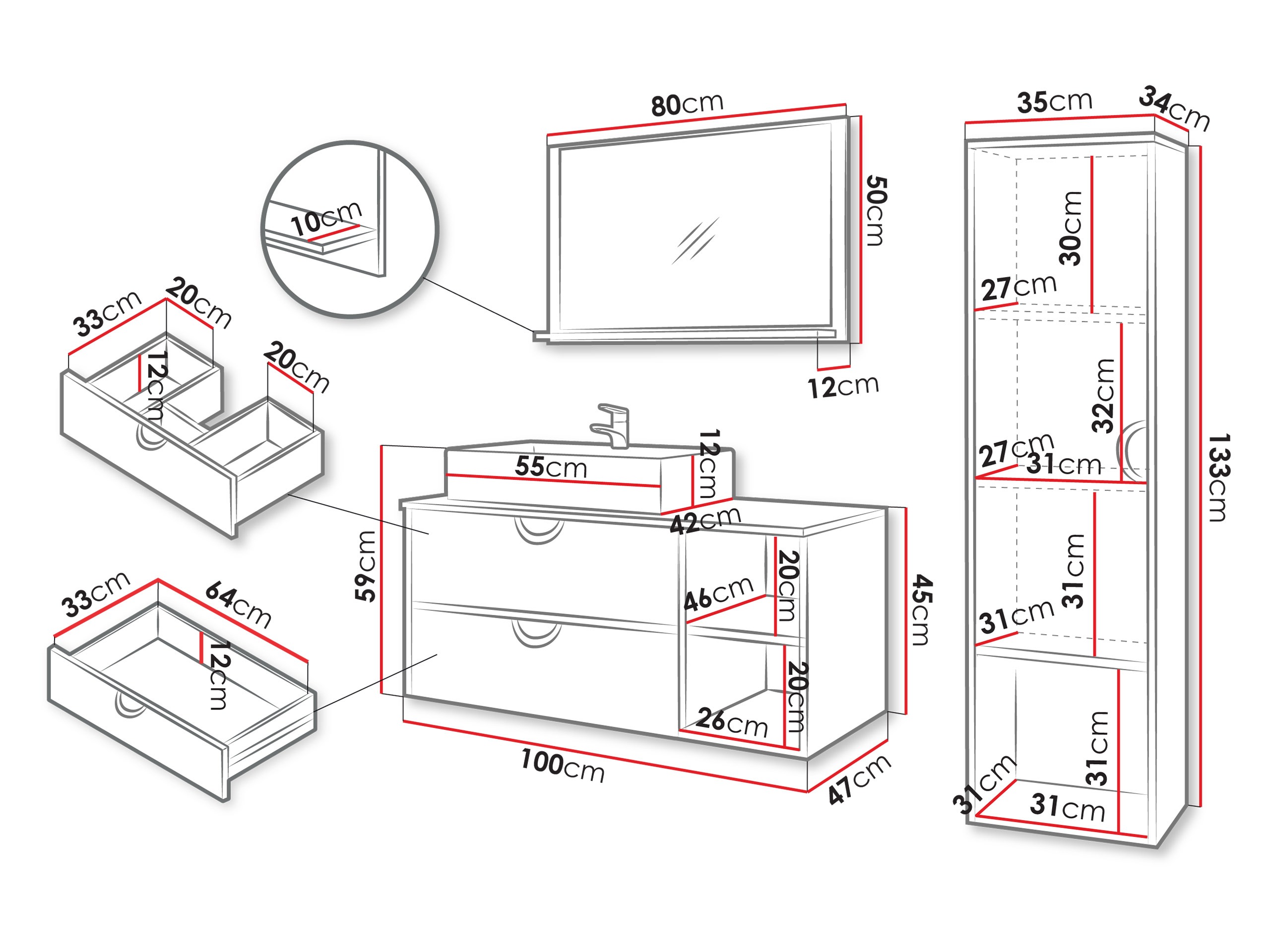 Набор для ванной комнаты Providence 196 (Дуб)