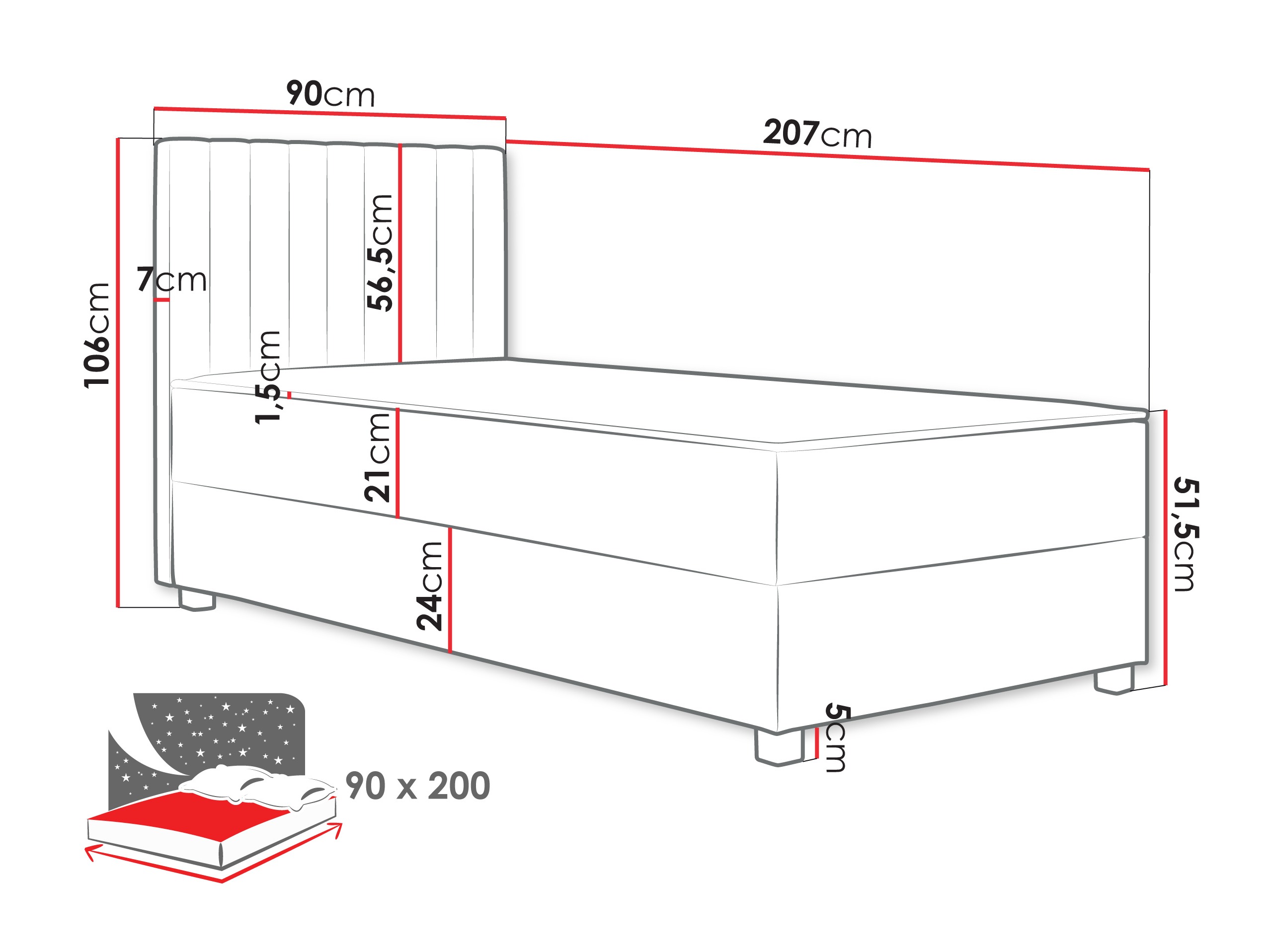 Континентальная кровать Sanford 108 (Manila 26)