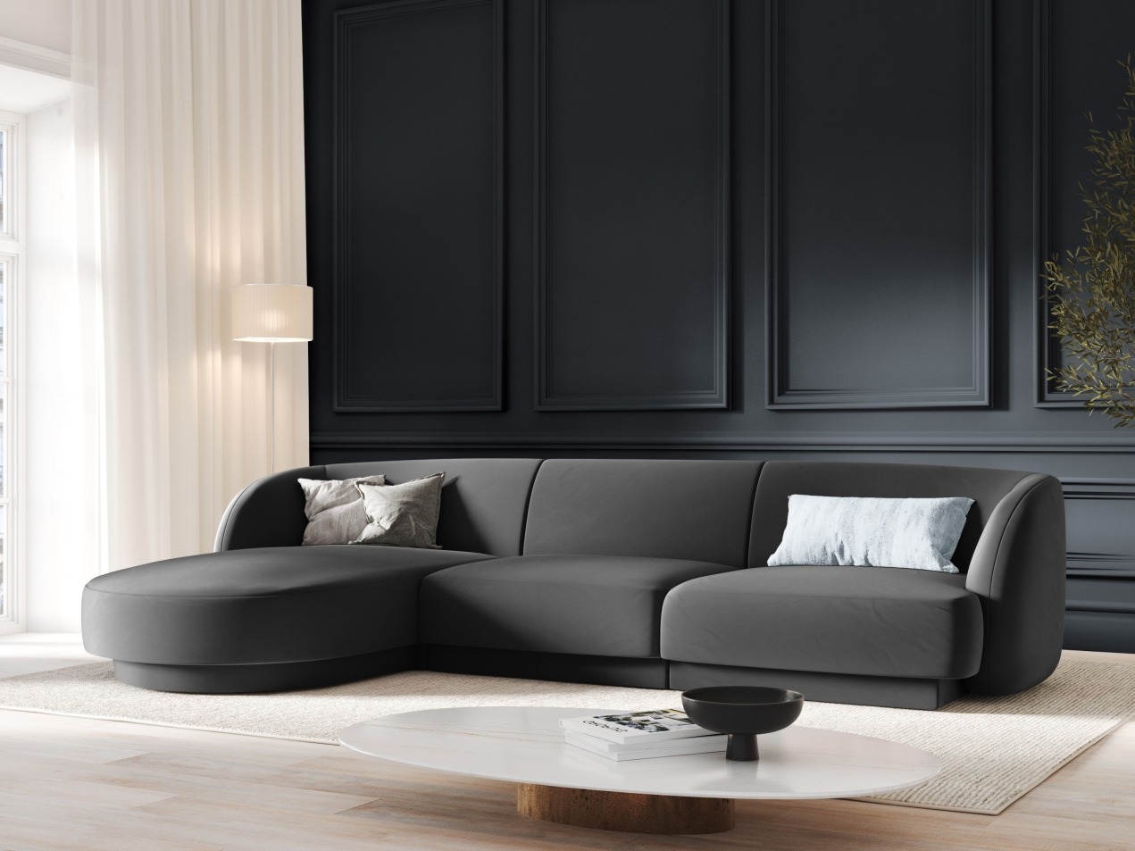 Moduļu stūra dīvāns Tivlomi 102 (Bluvel 14)