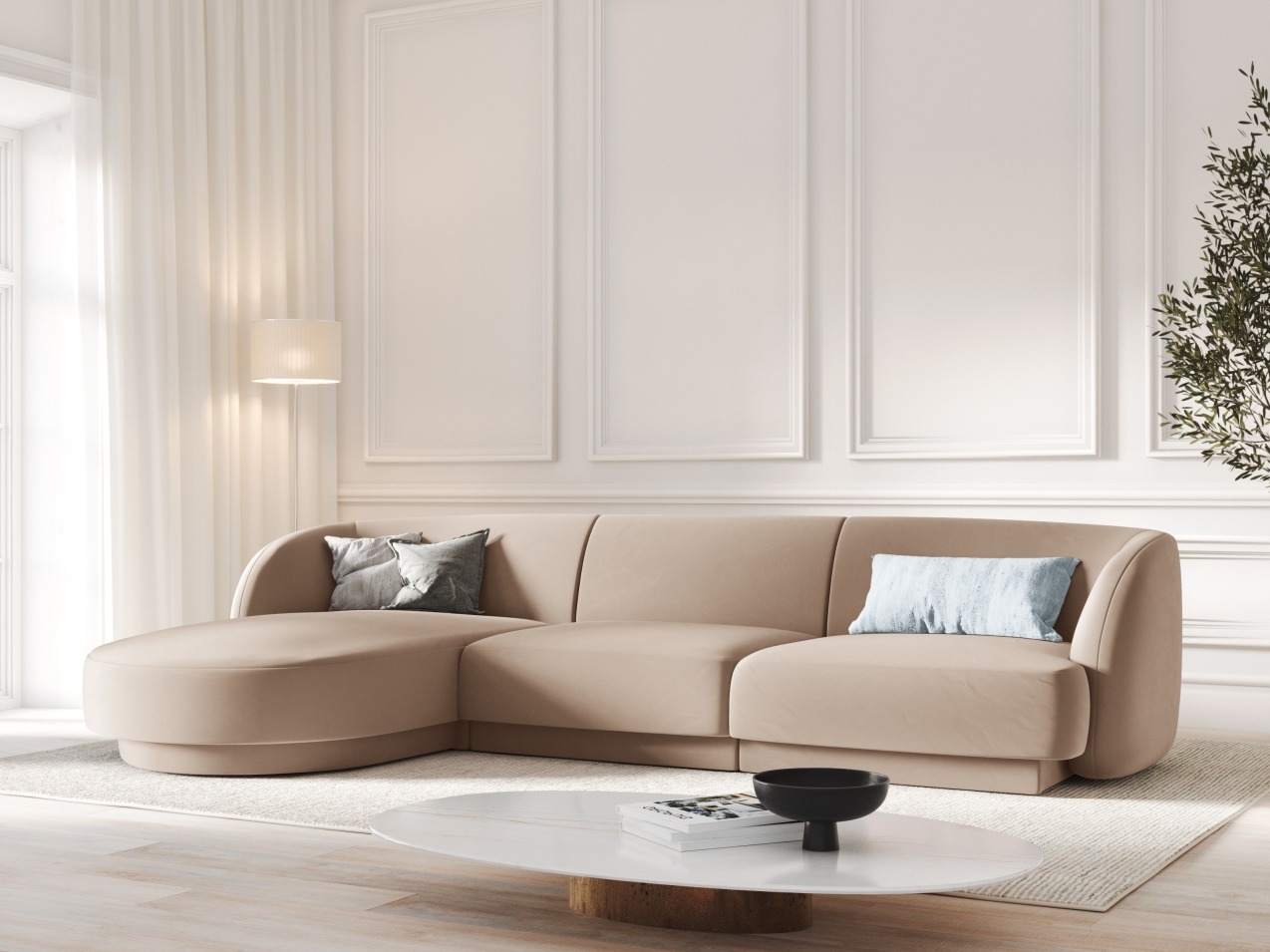 Moduļu stūra dīvāns Tivlomi 102 (Bluvel 40)