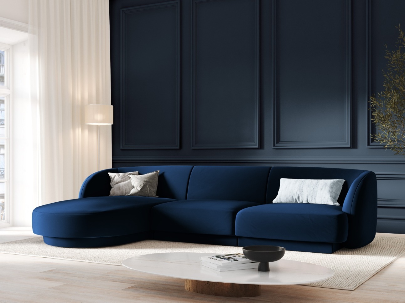 Moduļu stūra dīvāns Tivlomi 102 (Bluvel 86)