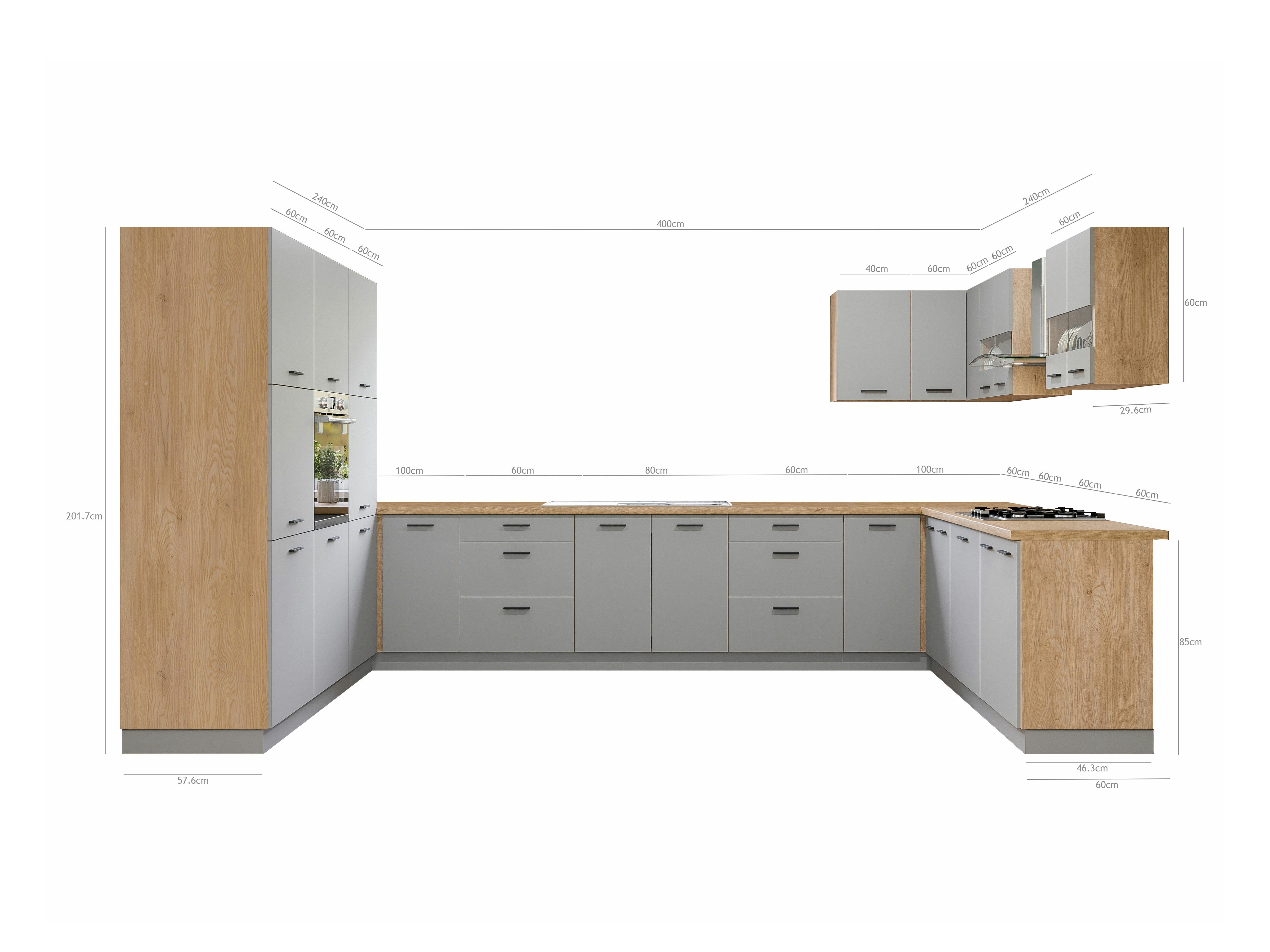 Moduļu virtuves komplekts Ati Grey 132