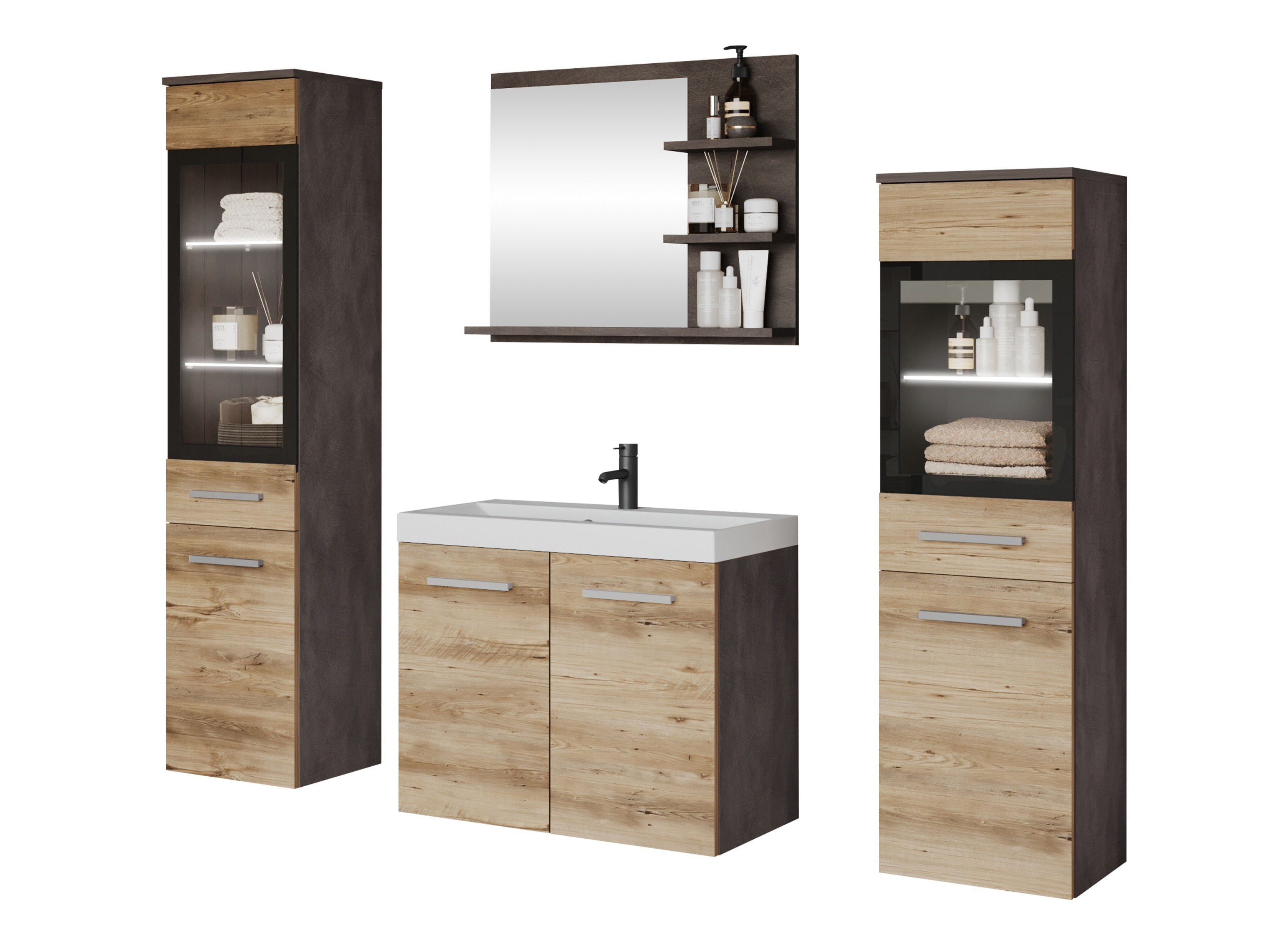 Набор для ванной комнаты Sarasota 141 (Матера серый + Каштан)