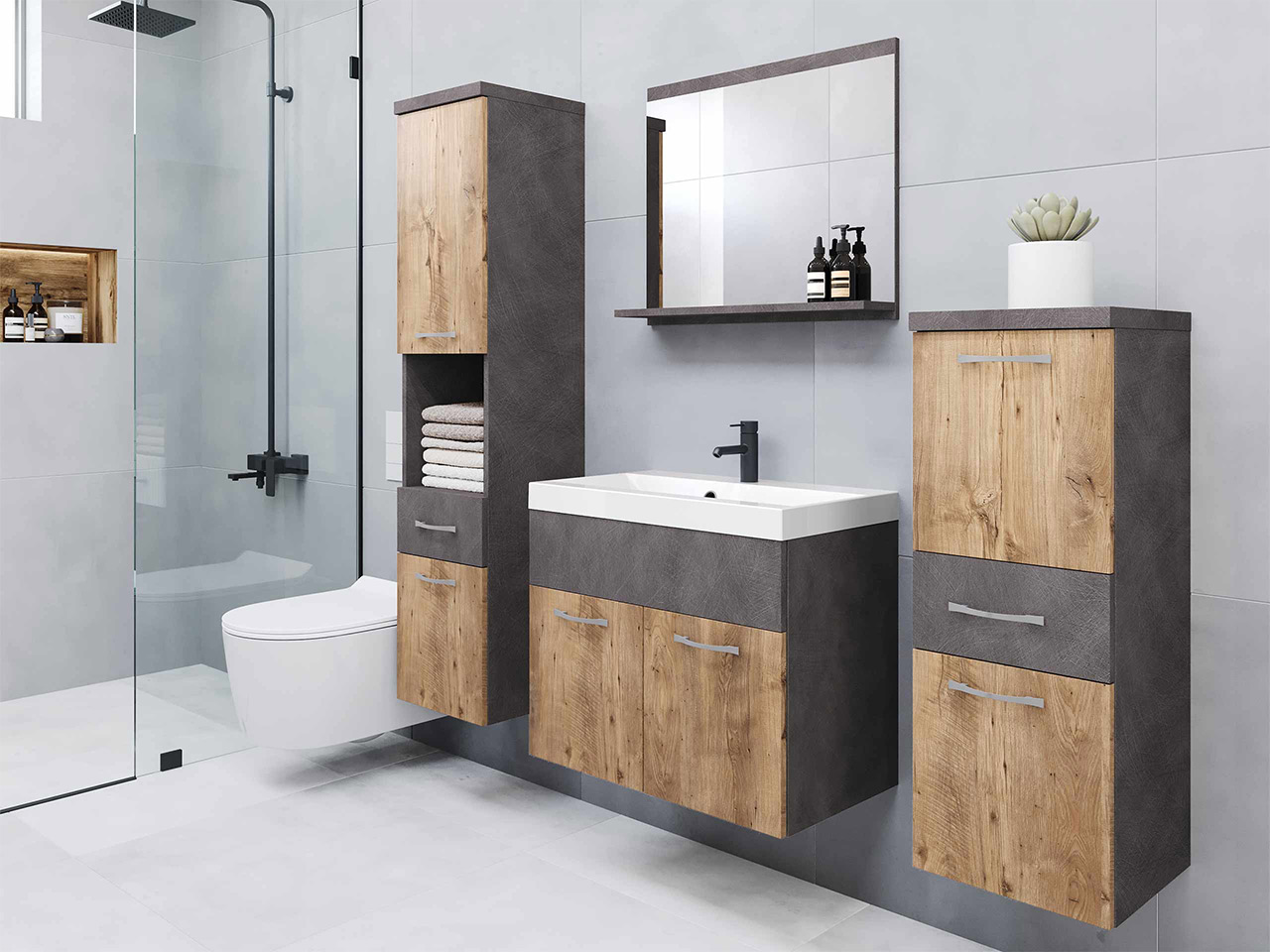 Vannas komplekts Sarasota 109 (Matera pelēks + Kastanis)