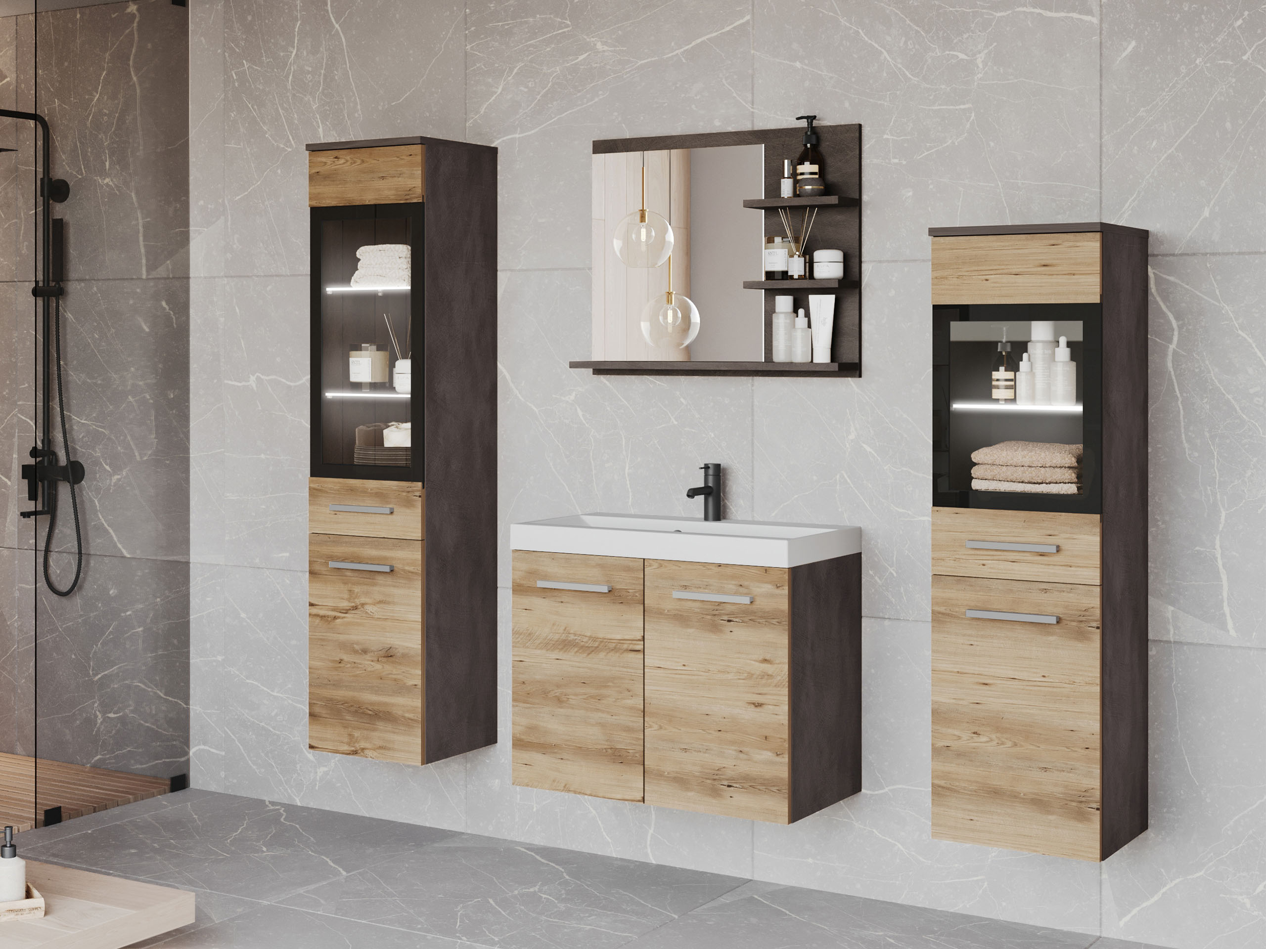 Vannas komplekts Sarasota 141 (Matera pelēks + Kastanis)