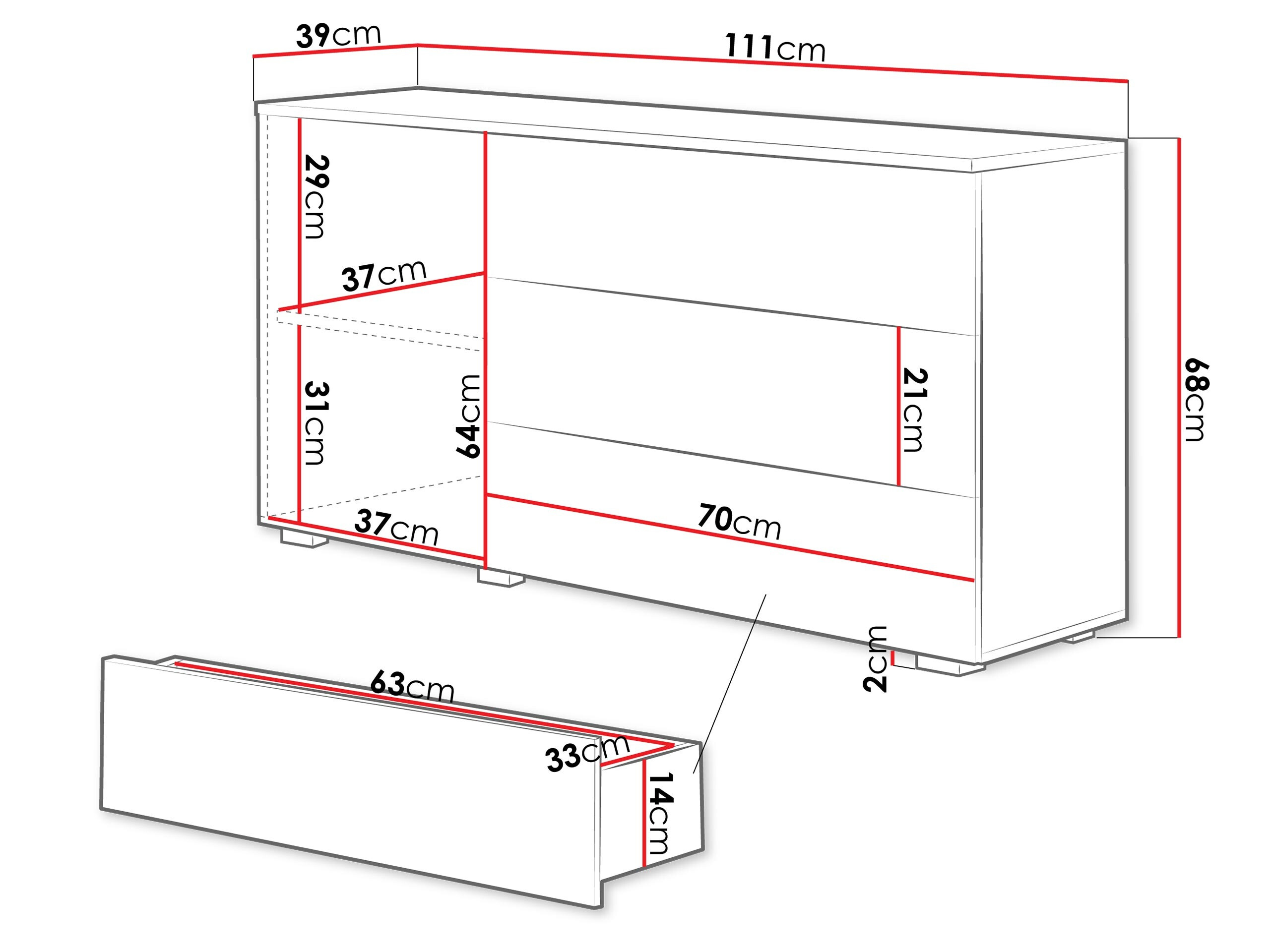 Kомод Sarasota 128 (Матера серый + Каштан)