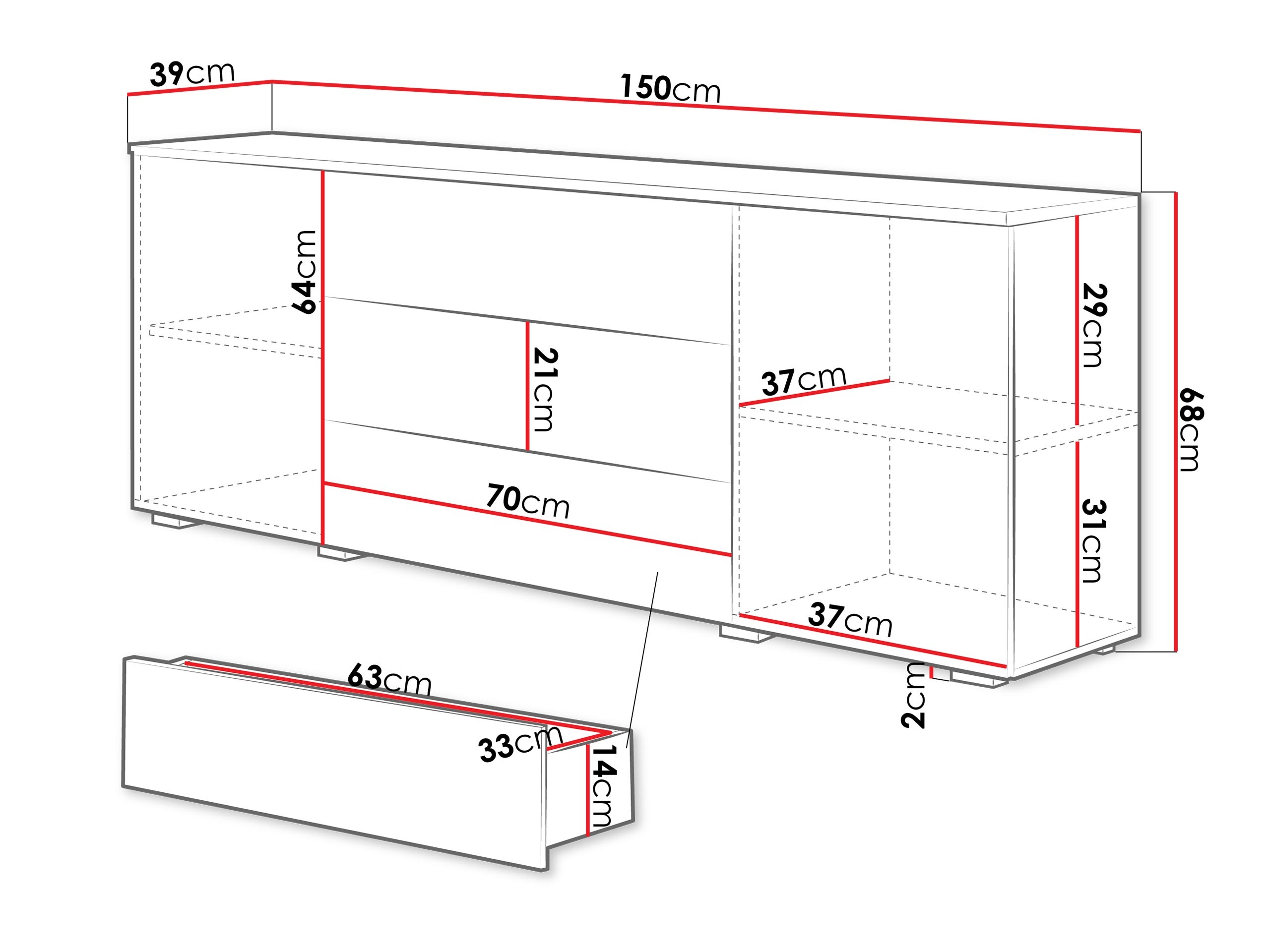 Kомод Sarasota 129 (Матера серый + Каштан)
