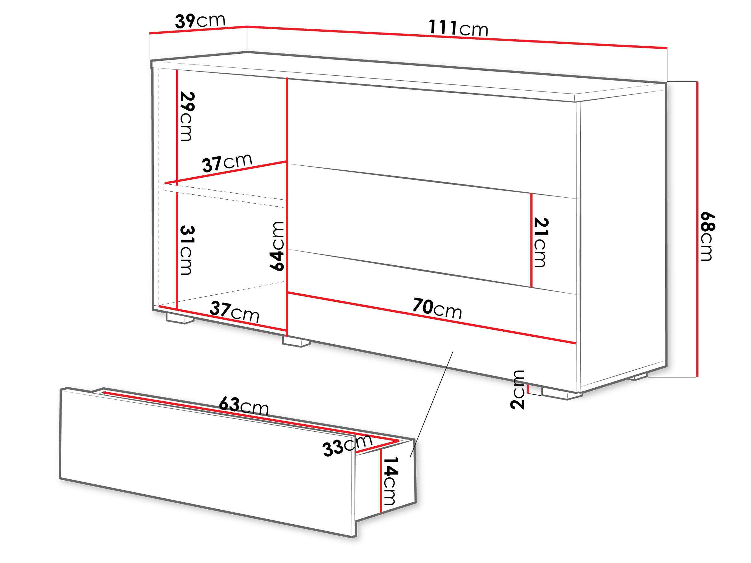 Kumode Sarasota 128 (Balts + Glancēts pelēks)