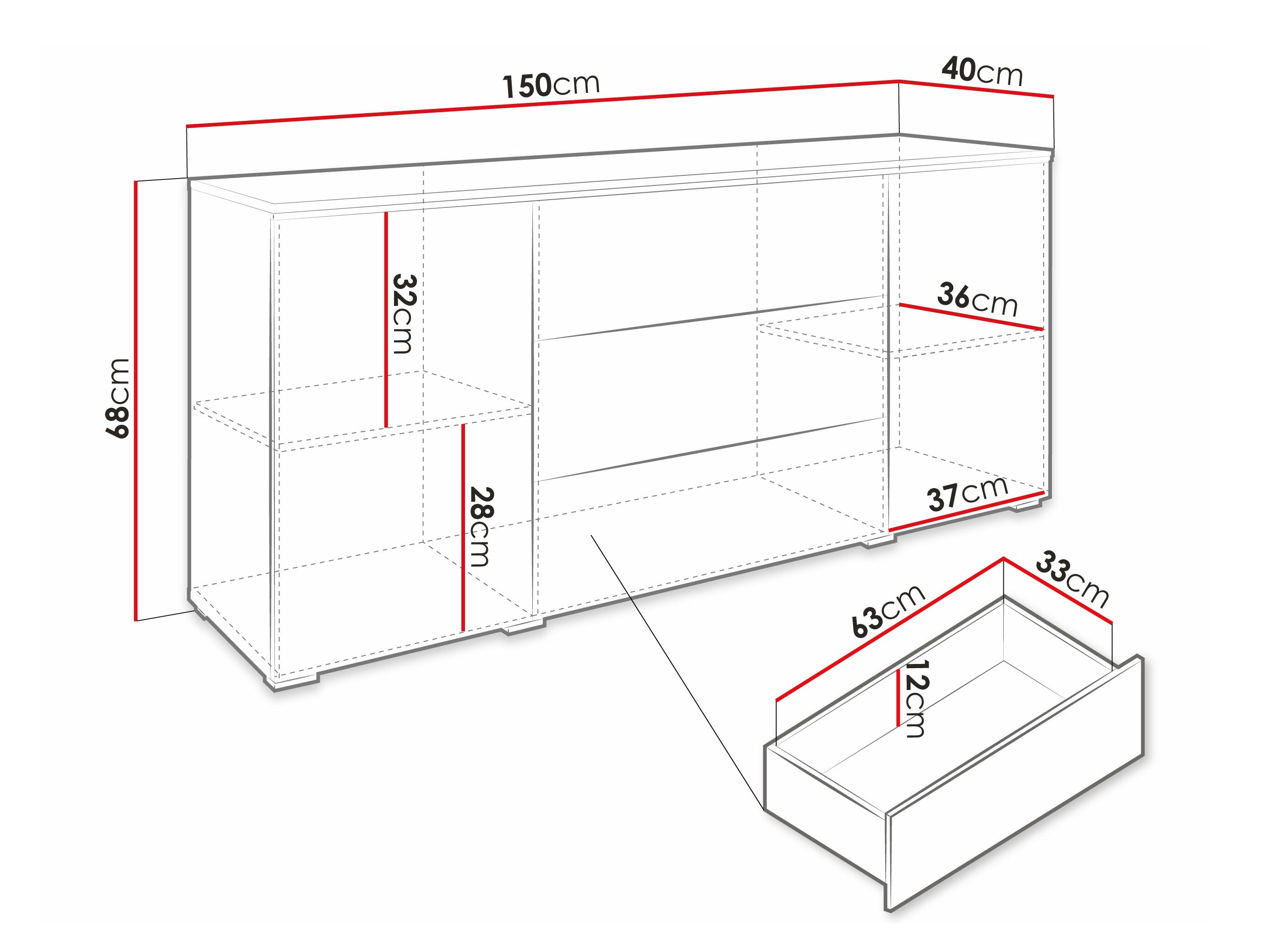 Kumode Sarasota 142 (Votan ozols + Glancēts balts)