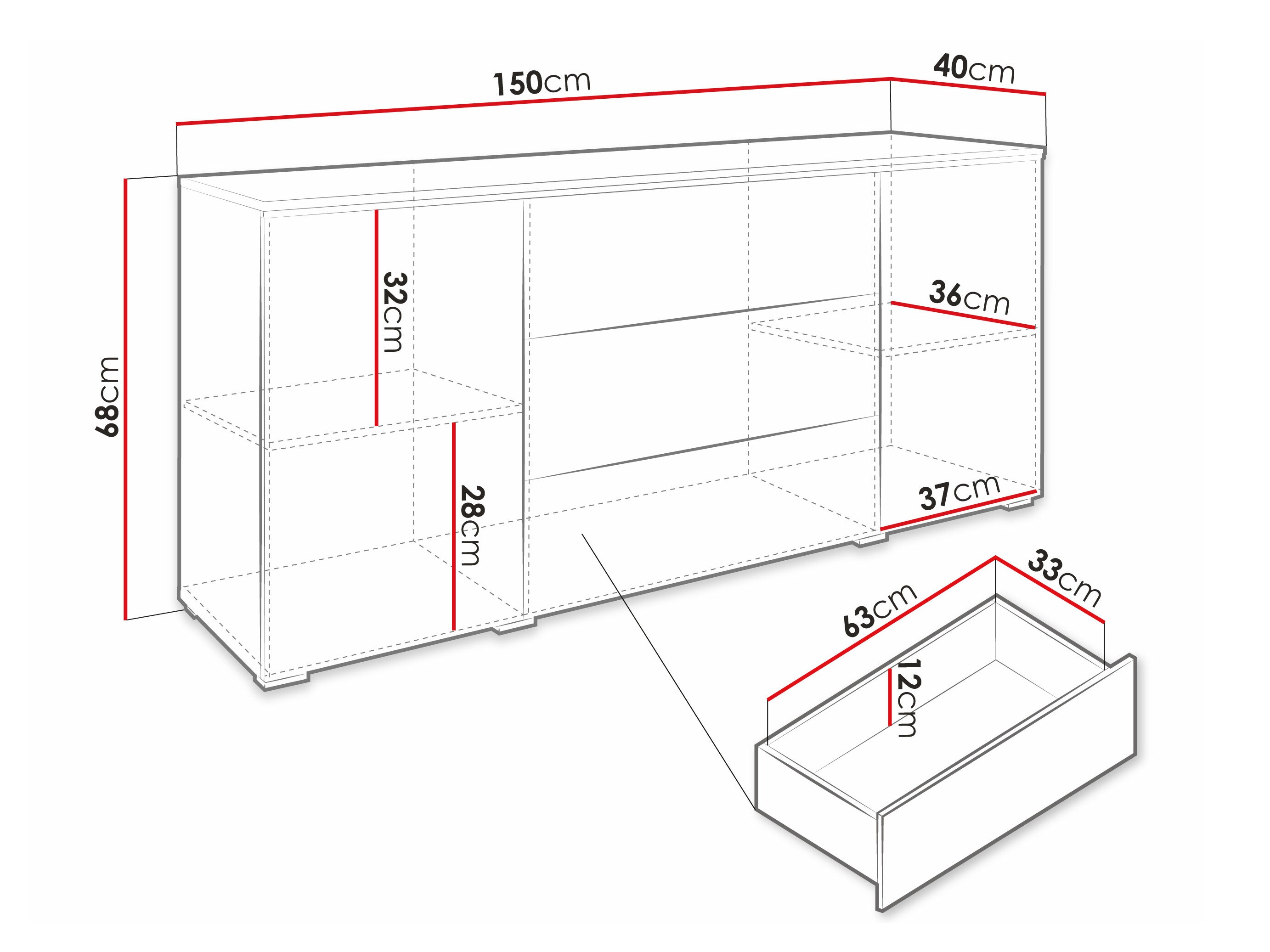Kumode Sarasota 142 (Votan ozols + Glancēts balts)