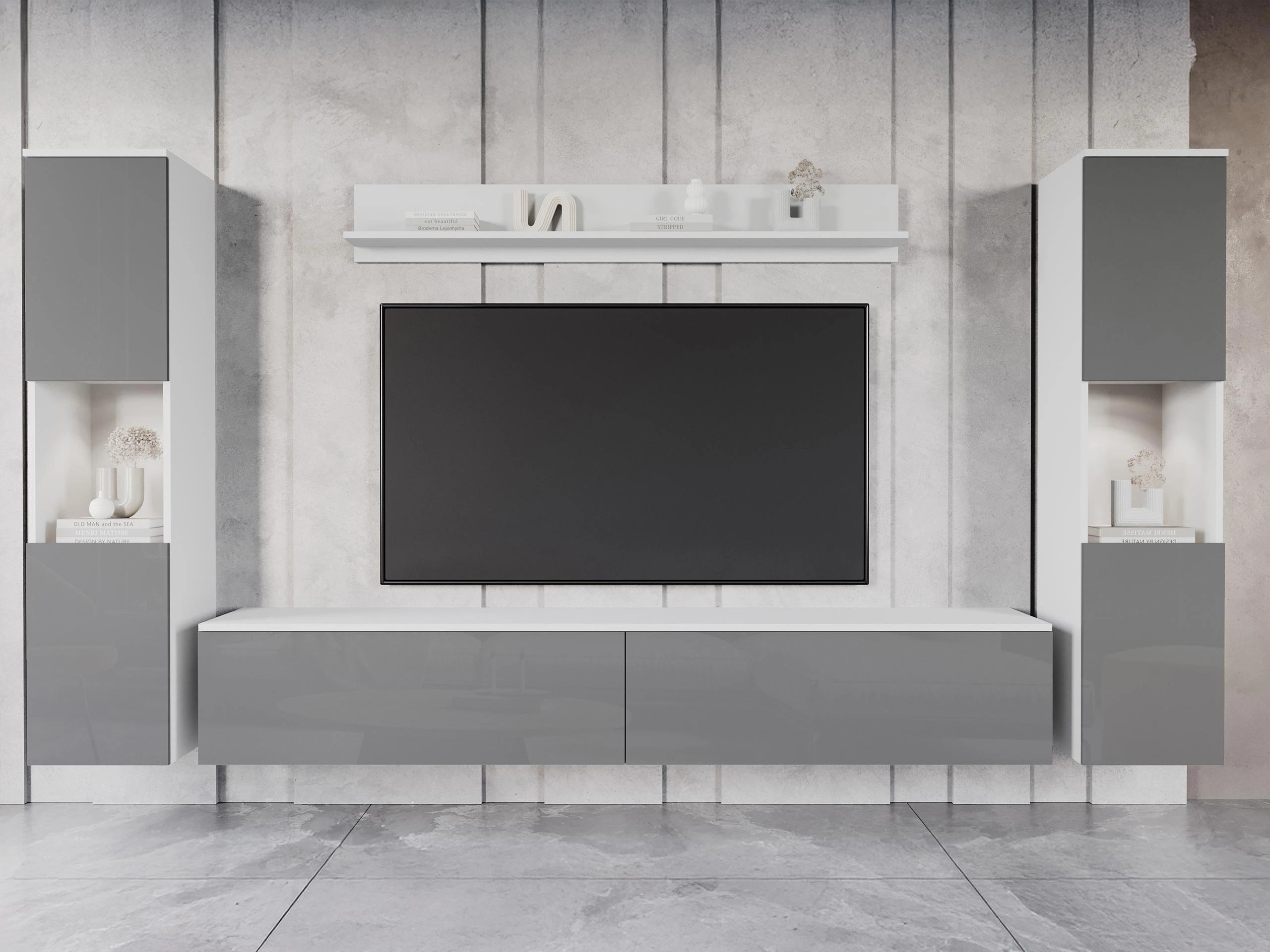 Набор для гостиной Sarasota 131 (Белый + Глянцевый серый)