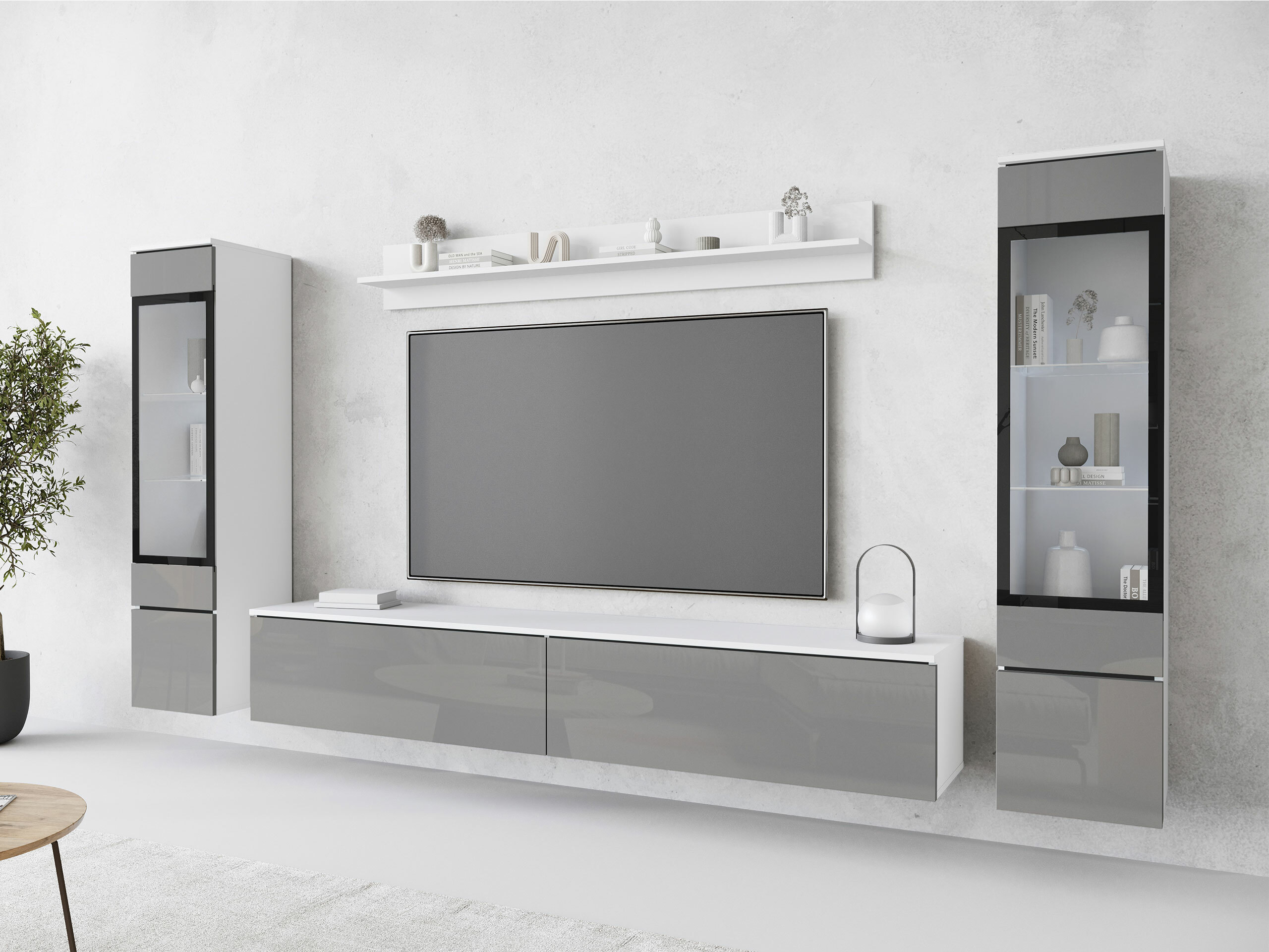 Viesistabas komplekts Sarasota 126 (Glancēts pelēks)