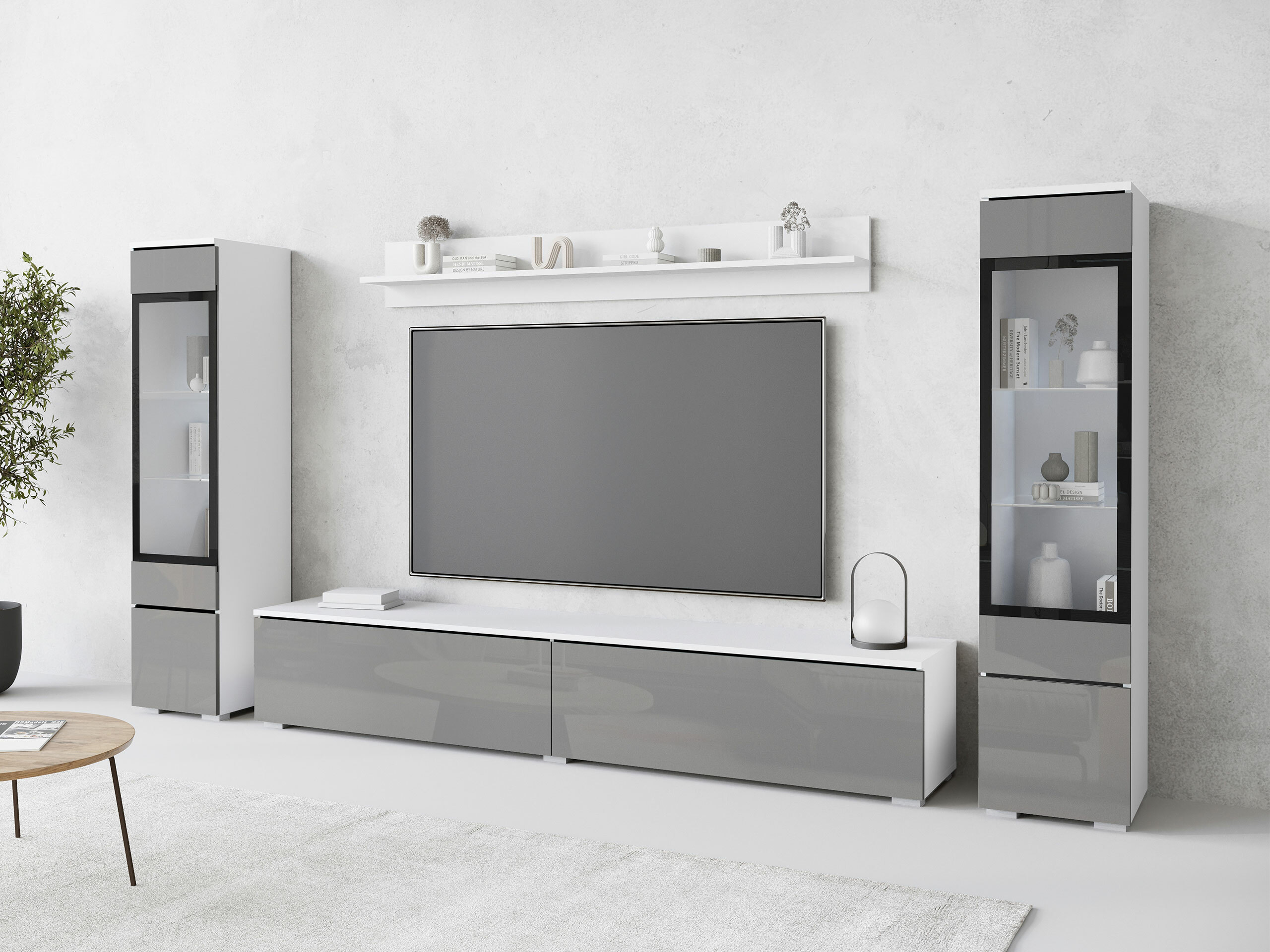 Viesistabas komplekts Sarasota 126 (Glancēts pelēks)